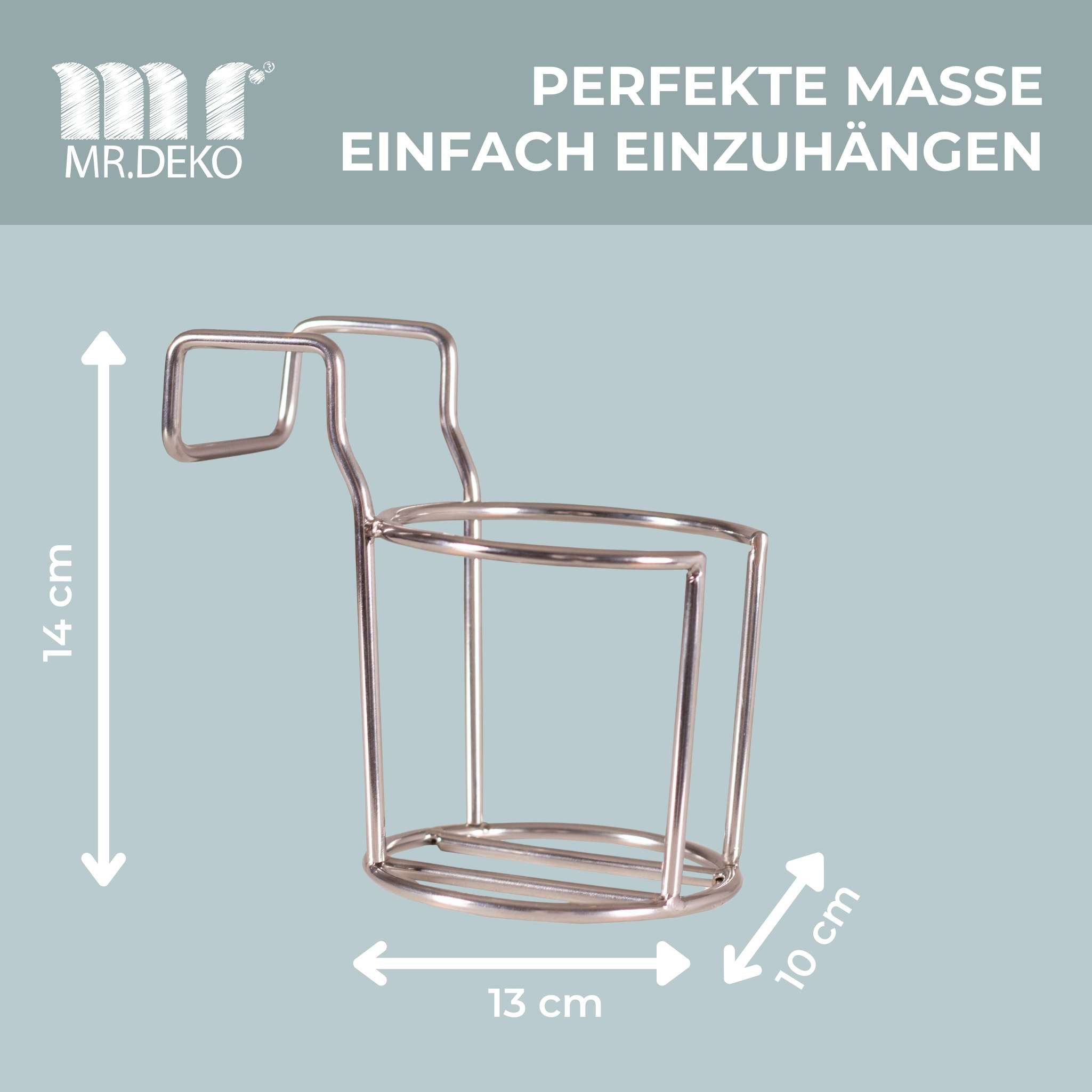 MR.DEKO Strandkorb-Flaschenhalter Glas-/ Becherhalter Strandkorb Gartenmöbel Zubehör Flaschenträger