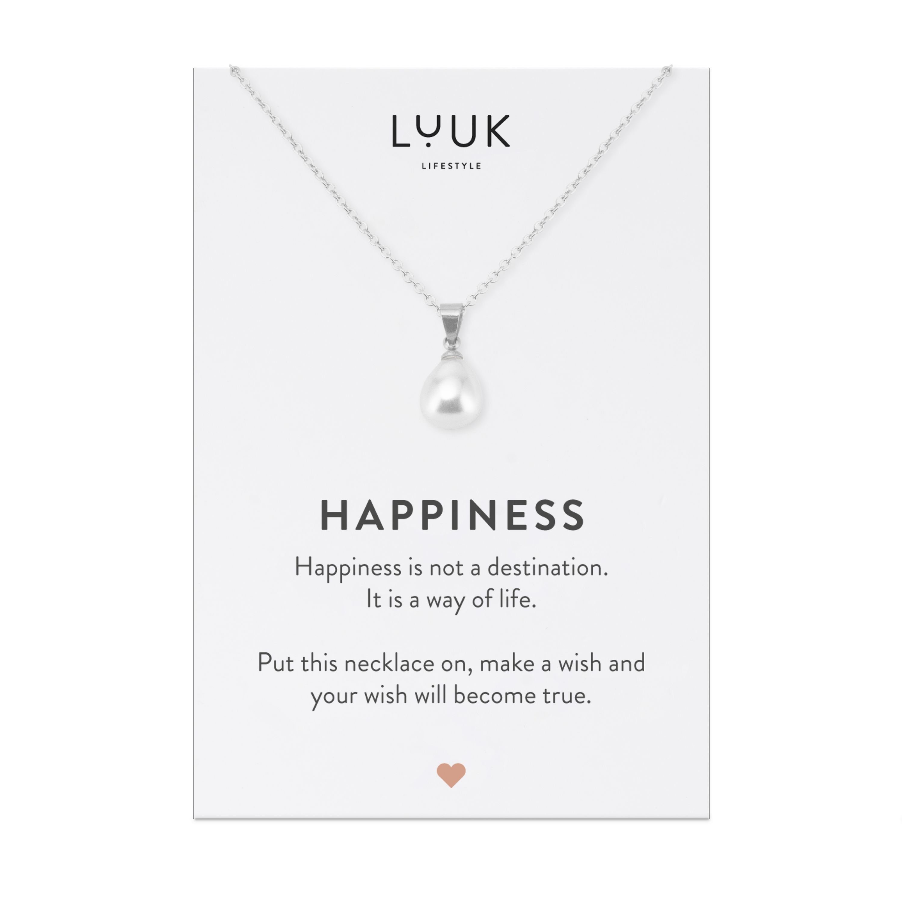 Anhänger Festivalschmuck HAPPINESS Frauen, mit Silber Perle, LIFESTYLE für LUUK Geschenkkarte Kette