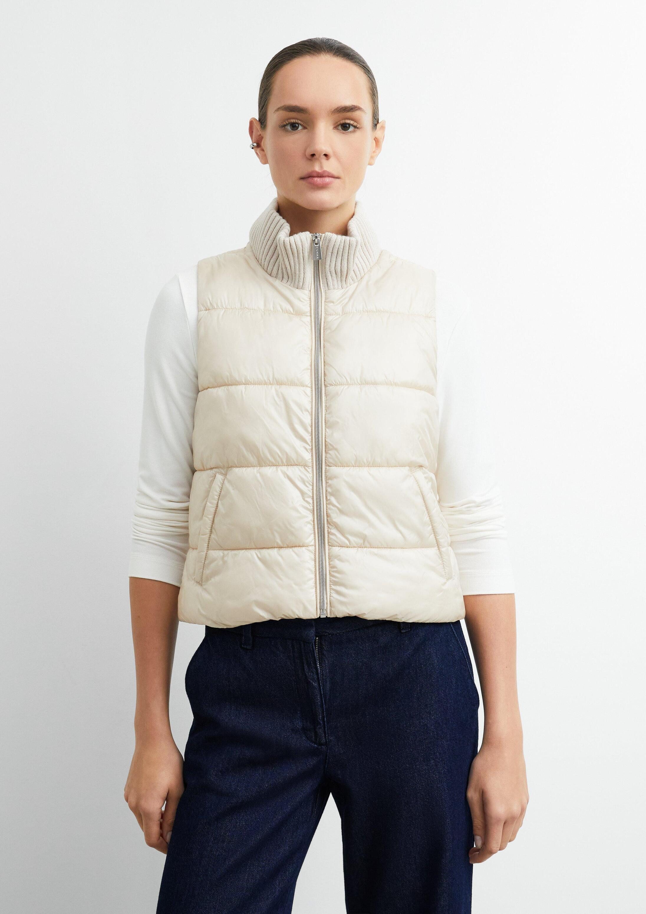 comma Outdoorjacke Outdoor-Weste Pufferweste mit Strickkragen