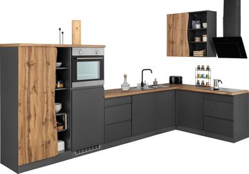 Kochstation Küche KS-Bruneck, Stellbreite 380/180 cm breit, Ceran oder Induktionskochfeld, MDF