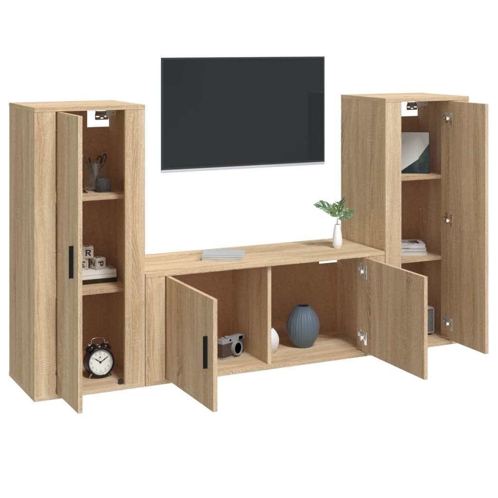 3-tlg. TV-Schrank vidaXL Holzwerkstoff Sonoma-Eiche Sonoma Eiche (3-St) TV-Schrank-Set