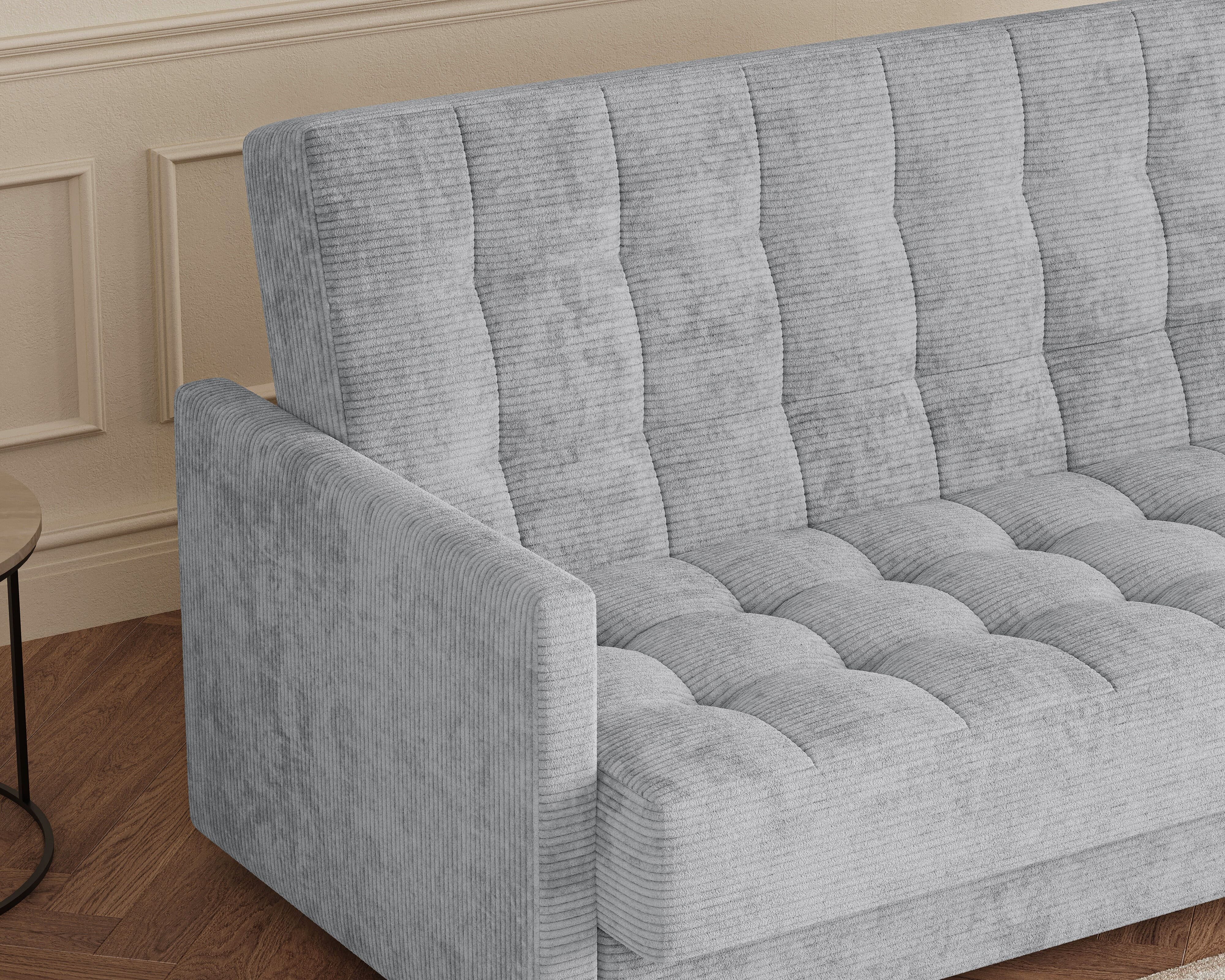 MOEBLO Schlafsofa TINA, 3-Sitzer Schlafsofa mit Bettkasten, Click-Clack-Funktion, Bonellfederung und Lincoln-Cordstoff, Couch Polstermöbel Sitzmöbel Wohnzimmermöbel, (BxHxT): 211 x 90 x 97 cm