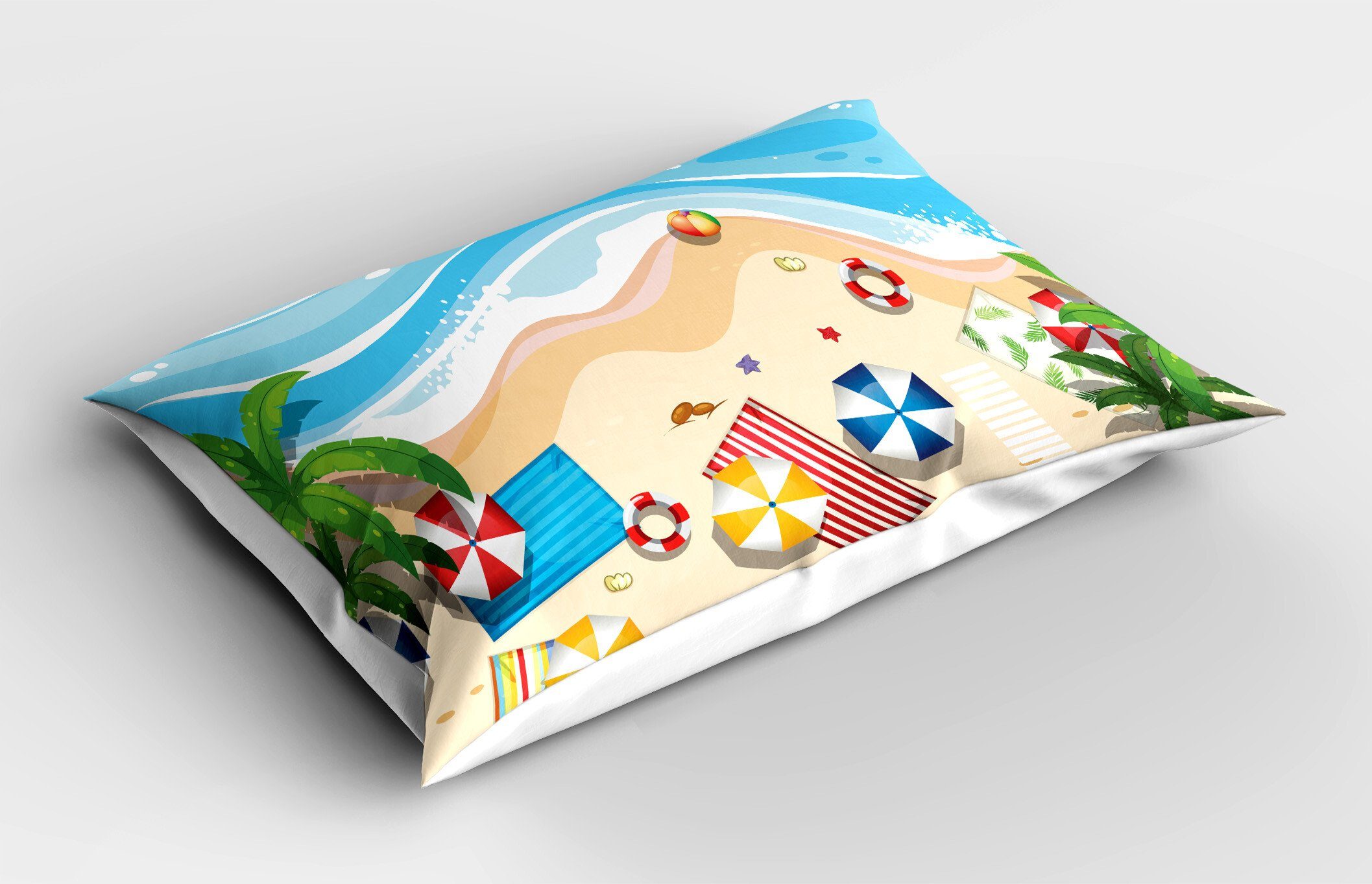 Abakuhaus Kissenbezüge Gedruckter (1 Grafik-Strand Sommer-Spaß-Cartoon Kissenbezug, Size Dekorativer Standard Stück), King