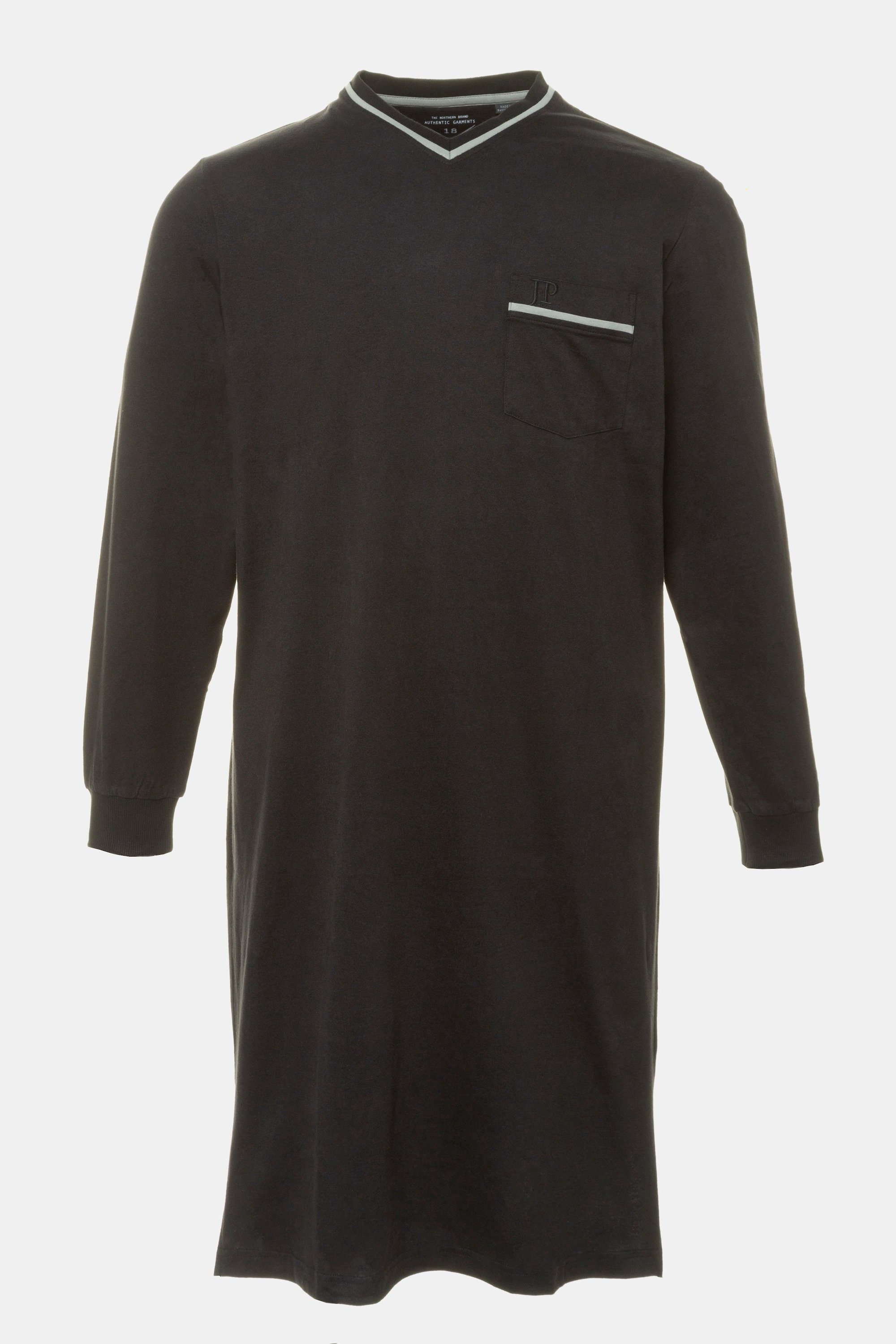JP1880 Schlafanzug Nachthemd Homewear uni Gr bis schwarz Langarm 8XL