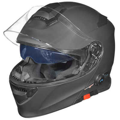 rueger-helmets Motorradhelm RS-983 Bluetooth Klapphelm Motorradhelm Conzept Motorrad Modular Helm ruegerRS-983 COM MattSchw XS
