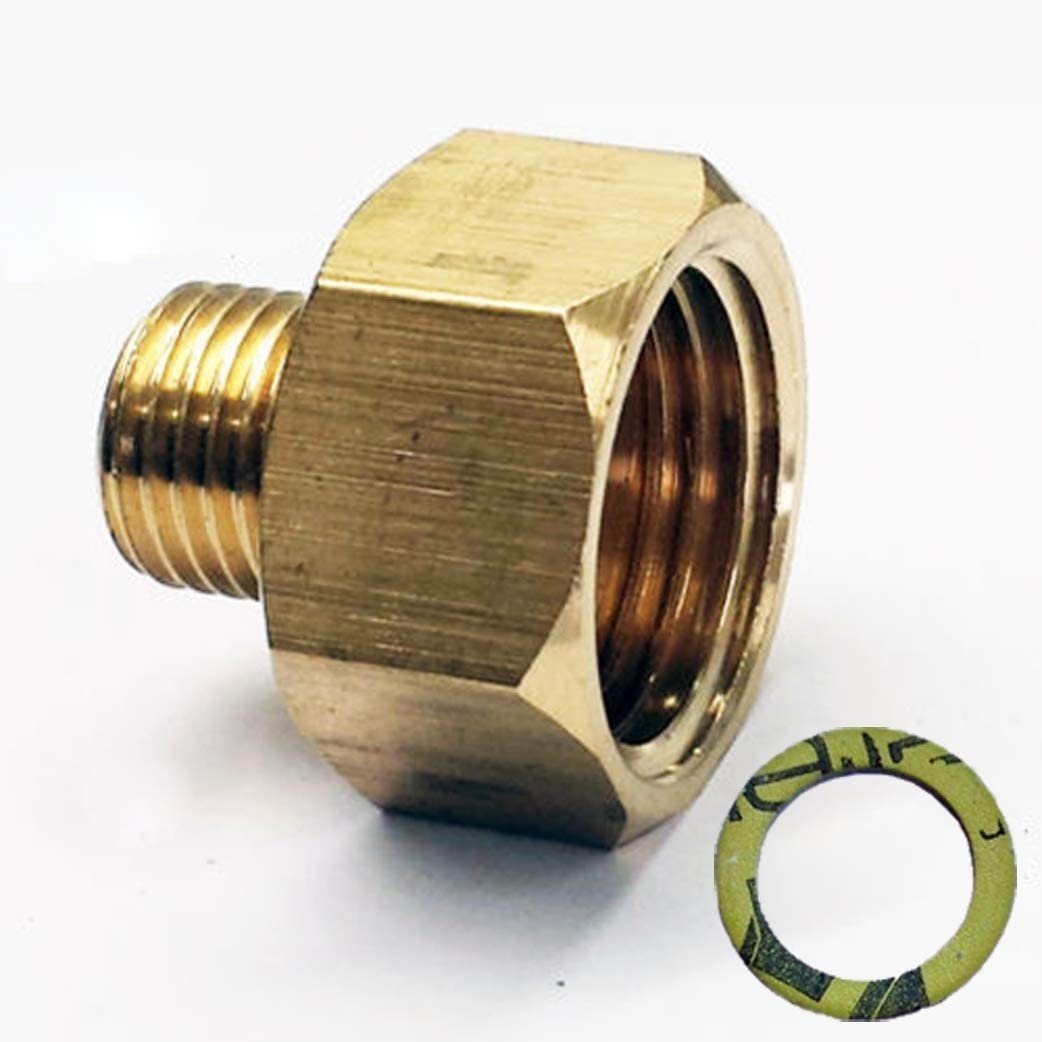 Gasline Gewindeadapter Gas Übergangsadapter 1/2" R x 1/4" lks LPG Gas Adapter für Gaskocher mit Dichtung, (2-tlg), Gewindeadapter Übergangsstück, 1/2" IG x 1/4" AG Messing