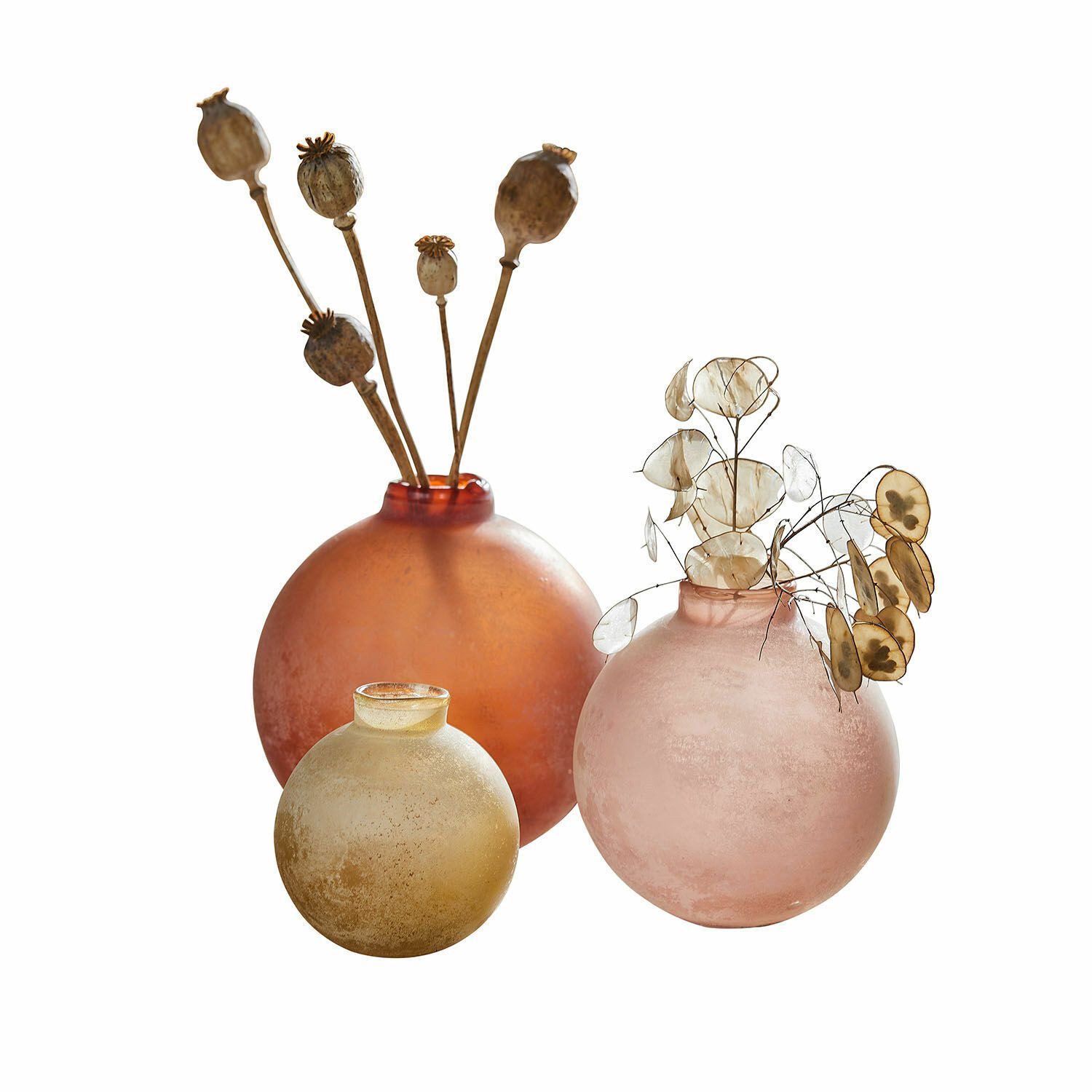 Mirabeau Tischvase Vase 3er Set Imbrianno bunt, stilvolles Interieur, Mundgeblasenes Glas, Raues Unikat-Finish
