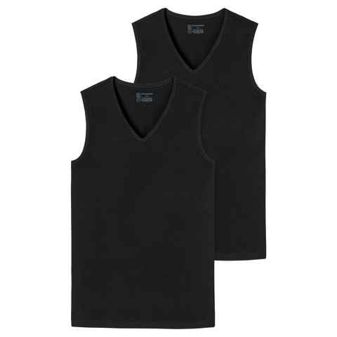 Schiesser Unterhemd 2er-Pack - 95/5 - Organic Cotton (Spar-Set, 2-St) Unterhemd / Tanktop - Baumwolle - Tiefer V-Aussschnitt, Perfekter Sitz