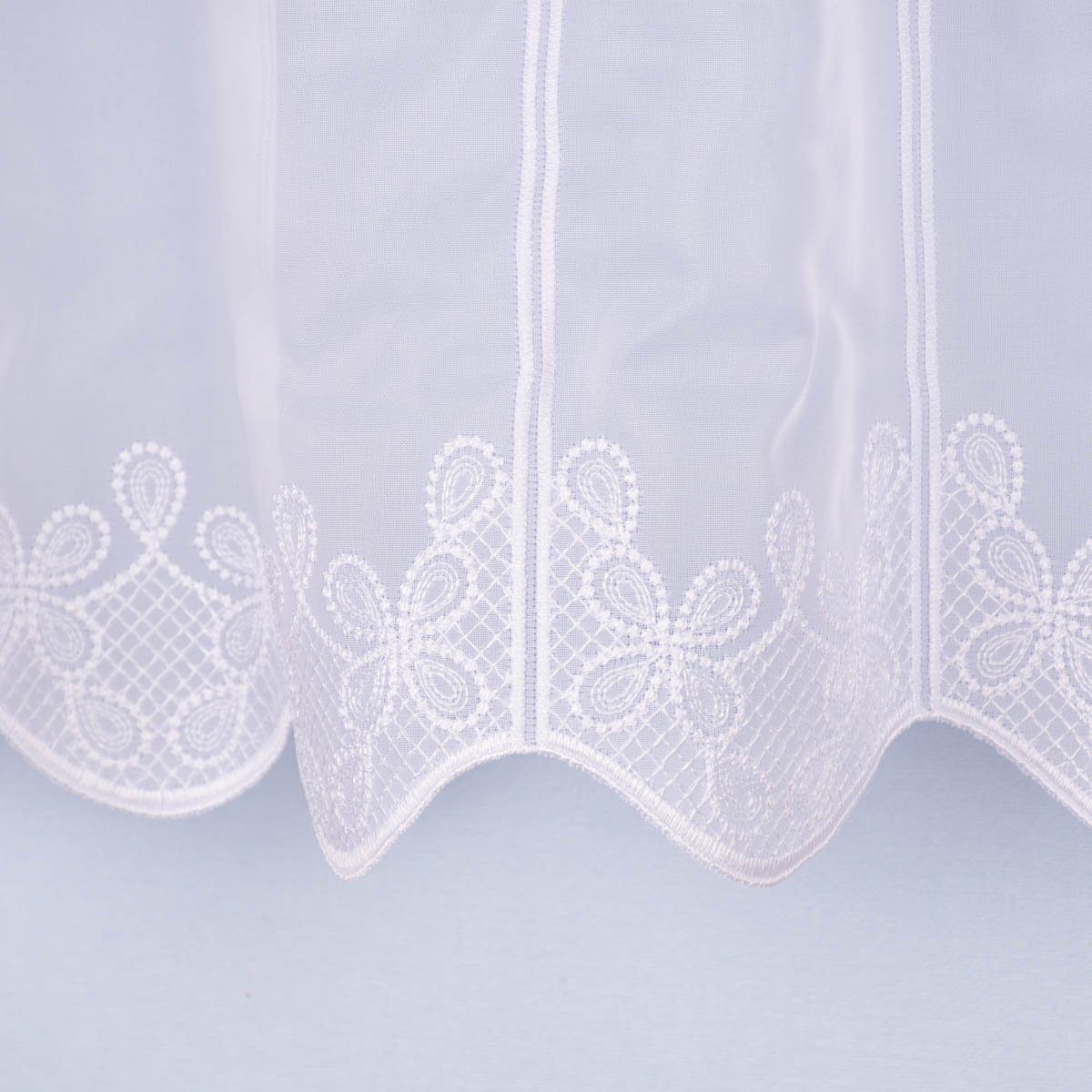 SCHÖNER LEBEN. Meterware Scheibengardine Meterware Voile Stickerei Ornamente nähfrei weiß 45cm, leicht perforiert, Polyester, bestickt