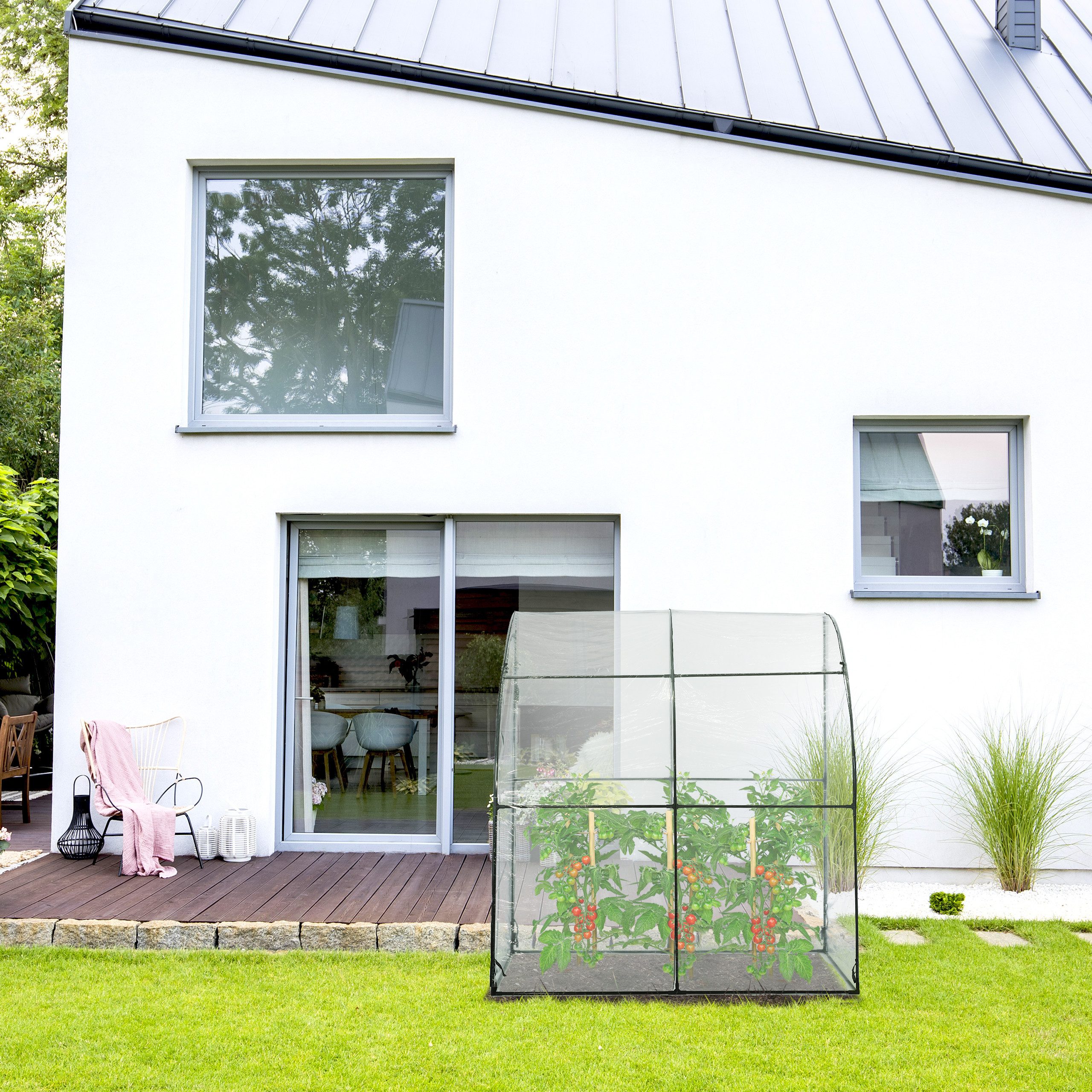 relaxdays Foliengewächshaus Begehbares Tomatengewächshaus mit Folie günstig online kaufen