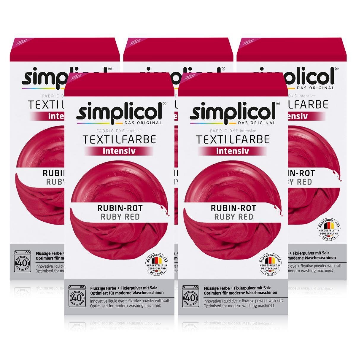 simplicol Textilfarbe Simplicol Textilfarbe intensiv Rubin-Rot - Einfaches Färben (5er Pack)