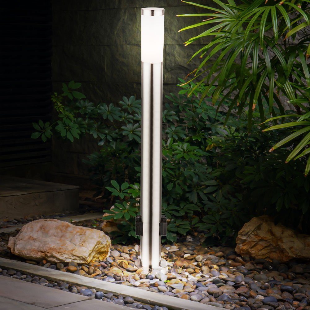 mit Außensteckdose Außen-Stehlampe, Steckdosen Licht Leuchtmittel Garten Aussenlampe inklusive, Warmweiß, etc-shop LED mit