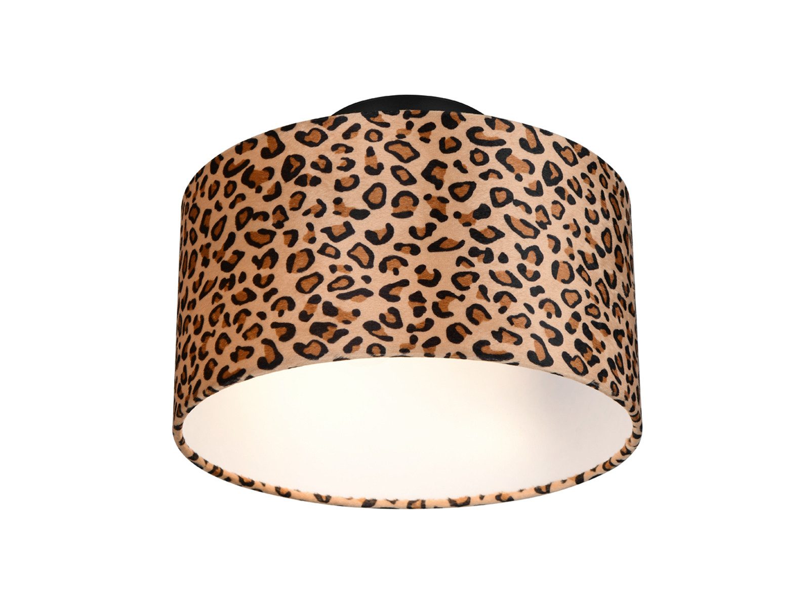 Reality Leuchten LED Deckenleuchte mit Stoffschirm Leopardenmuster Ø 30cm, Dimmfunktion, LED wechselbar, warmweiß, ausgefallene besondere coole Deckenlampe Wohnzimmer & Jugendzimmer