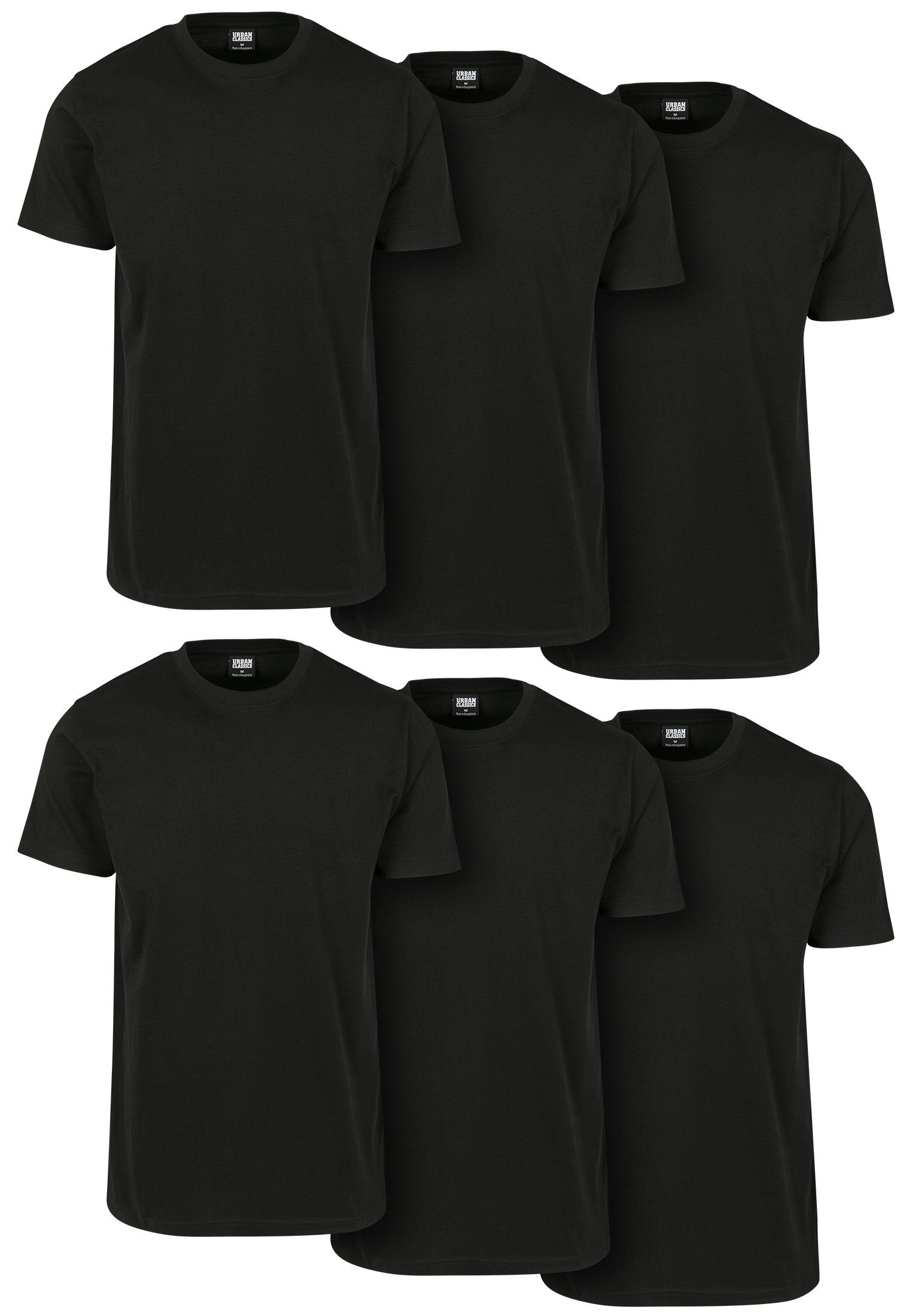 URBAN 6-Pack (1-tlg) Basic CLASSICS black T-Shirt Tee Herren