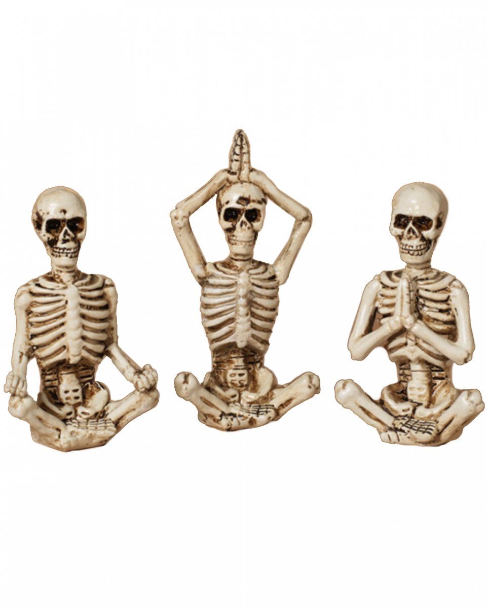 Horror-Shop Dekofigur Yoga Skelett Figuren als 3er Gothic Set 8cm Gesche