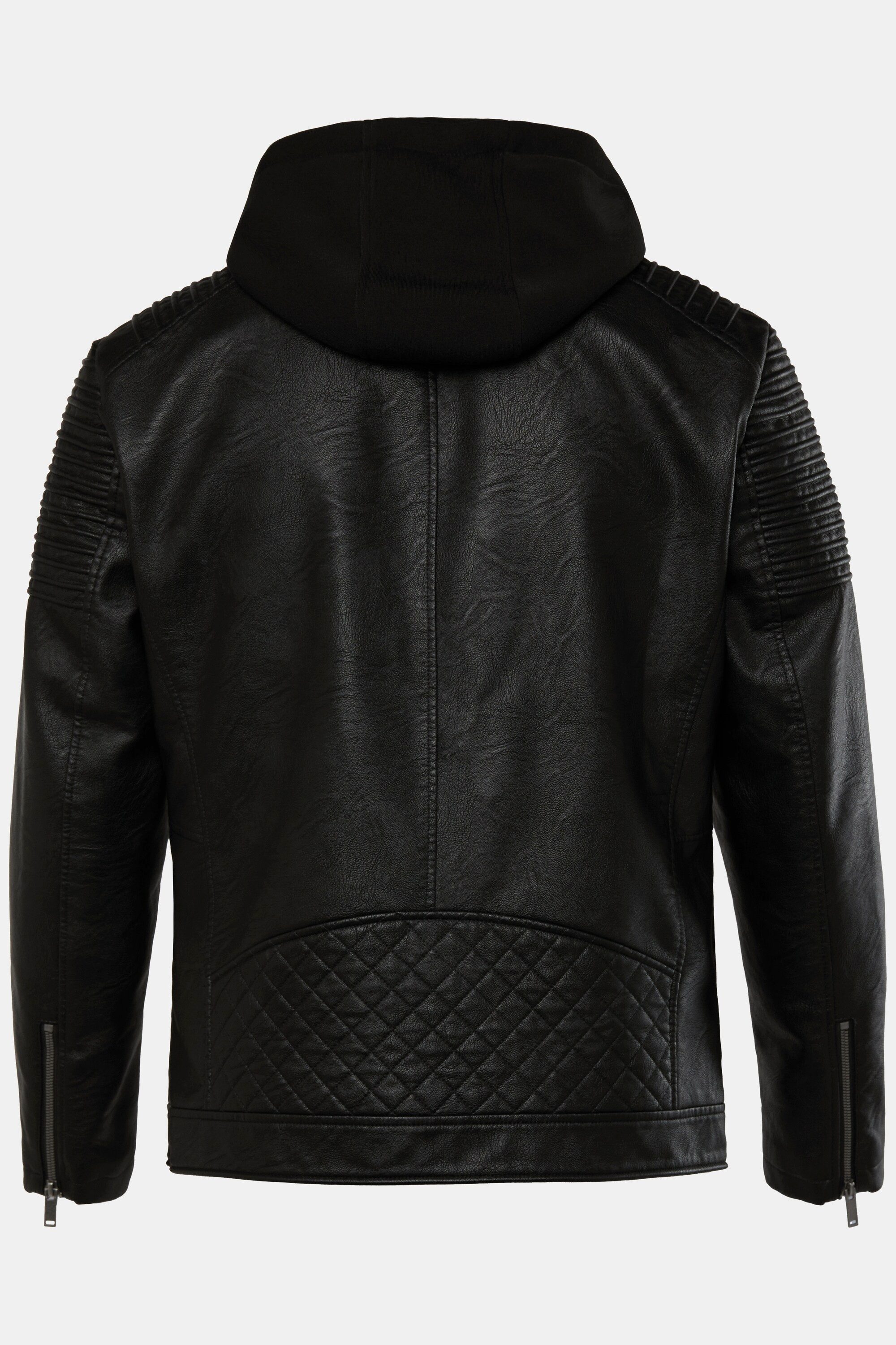 Men Plus Steppjacke Bikerjacke Lederoptik Jersey-Kapuze