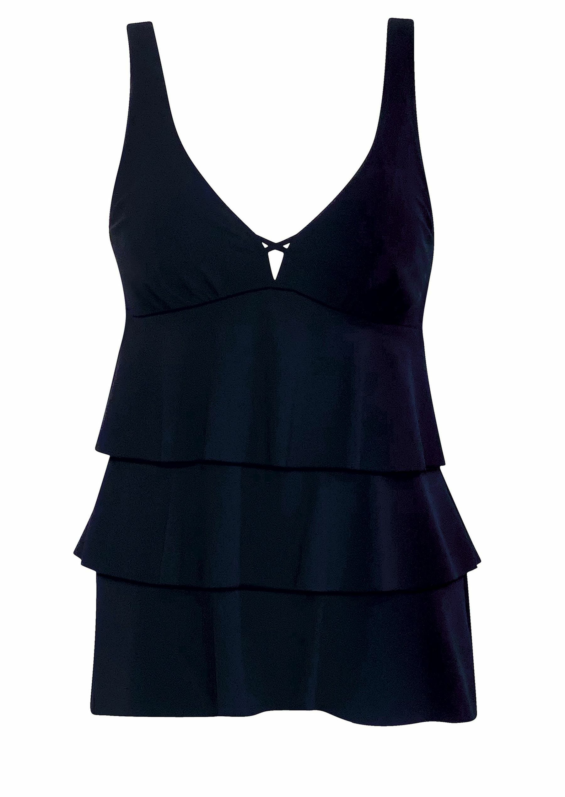 Sunflair Damen Tankini Set 28016 Schwarz/Weiß - Mit Weit Ausgestelltem Oberteil In 48C