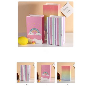 FIDDY Geschenkpapier 12 Stück Regenbogen-Bonbontüten, Regenbogenparty, Geschenktüten rosa Party-Bonbontüten, geeignet für Mädchen