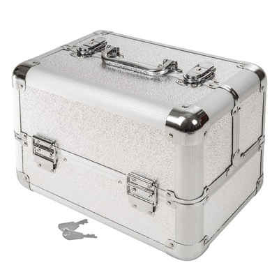 tectake Koffer Kosmetikkoffer mit 4 Ablagefächern, 0 Rollen, Handgriff: Glitzer