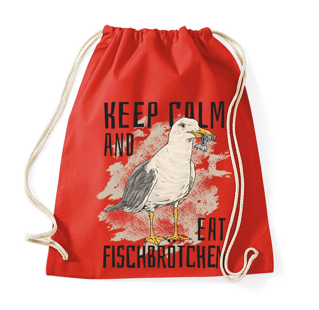 Blondie & Brownie Turnbeutel Fischbrötche Turnbeutel Möwe Fischbrötchen Print Küsten Spaß (Einzelset, Einzelartikel), Fischbrötchen_Beutel Küstenmöwe Humorprint