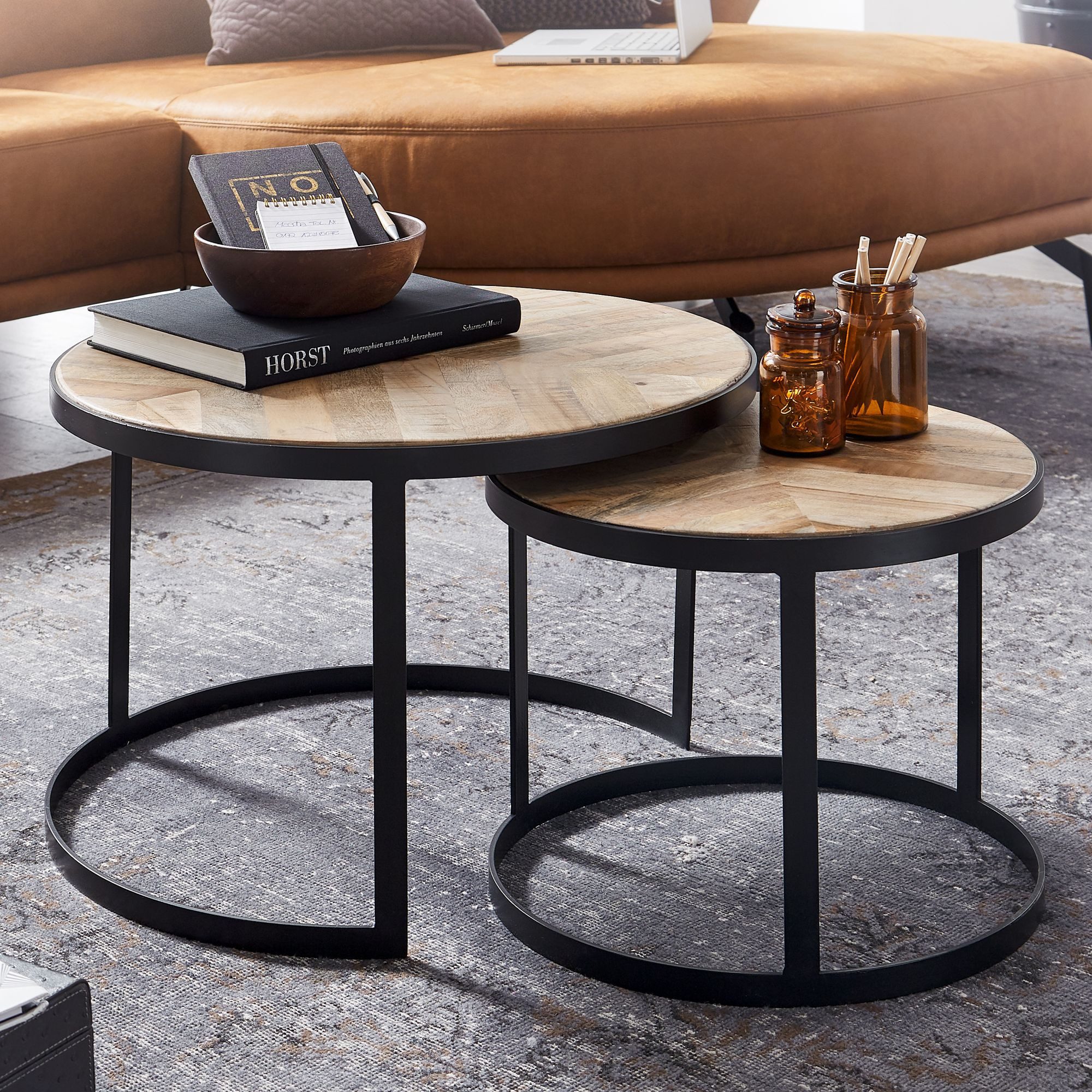 FINEBUY Couchtisch FB63746 (2er Set Mango günstig online kaufen