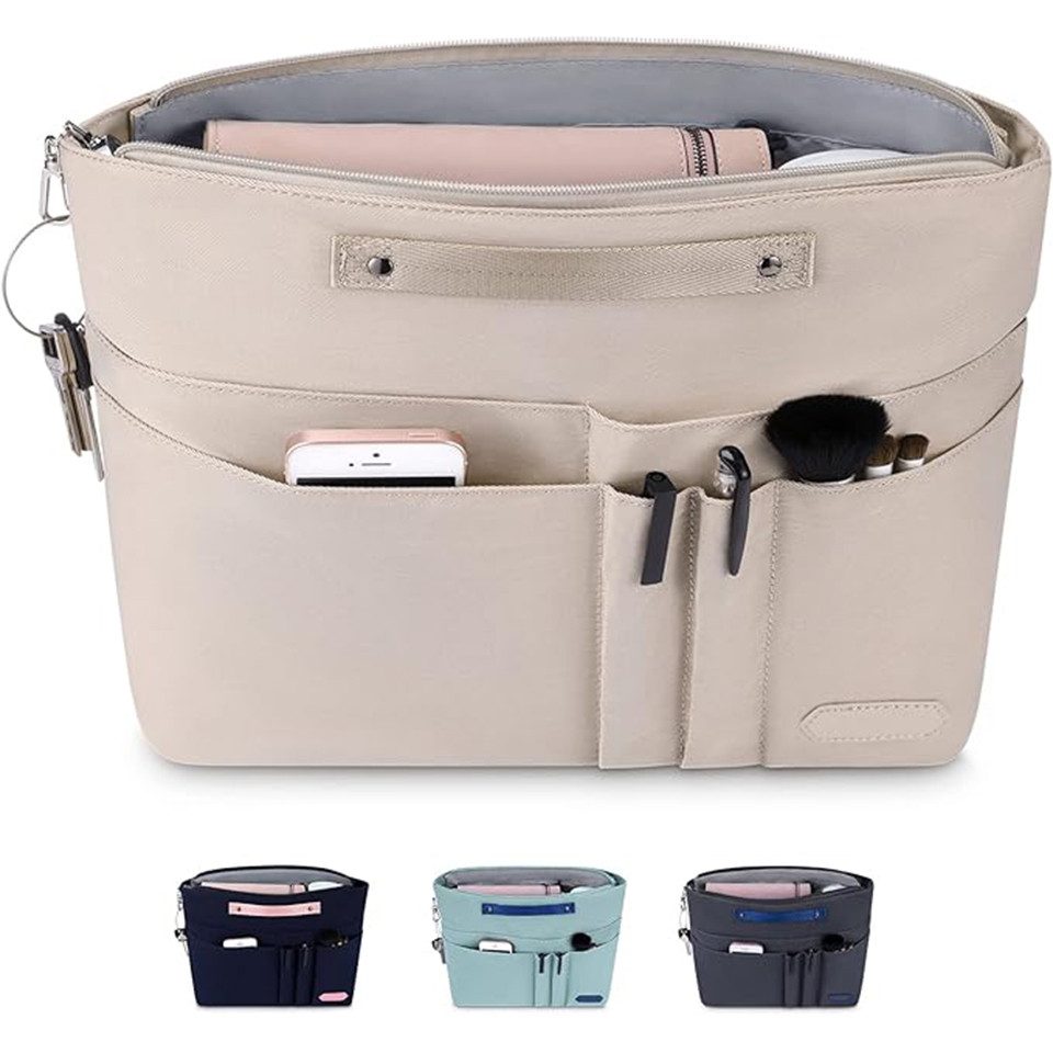 Bextsrack Taschenorganizer Handtaschen Organizer mit Reißverschlusstasche, Wasserdichter, 15 Fächer, Wasserdicht, Schlüsselhalter Tasche