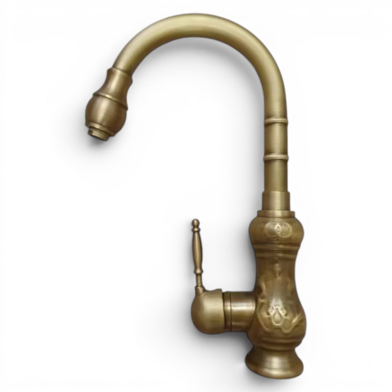 Kinaree Badarmatur Waschtischarmatur Messing Antik schwenkbar Retro Wasserhahn TARIK Messing, gebürstet