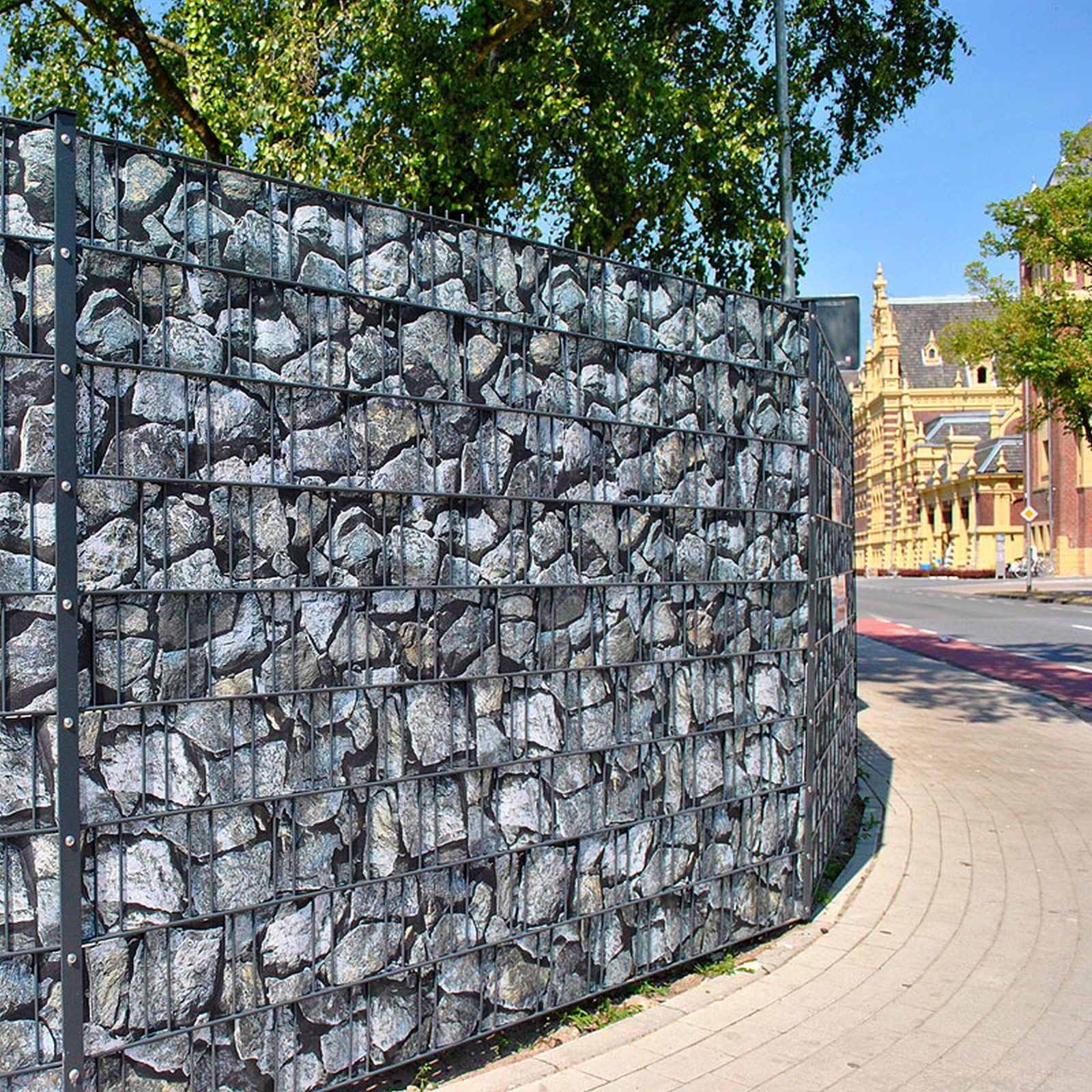 zaunzu Sichtschutzstreifen Bruchstein bedruckter Sichtschutz 2,5m x 2,0m, (1 Rolle, Motivdruck Sichtschutzstreifen), Beidseitiger Druck für Doppelstabgitter