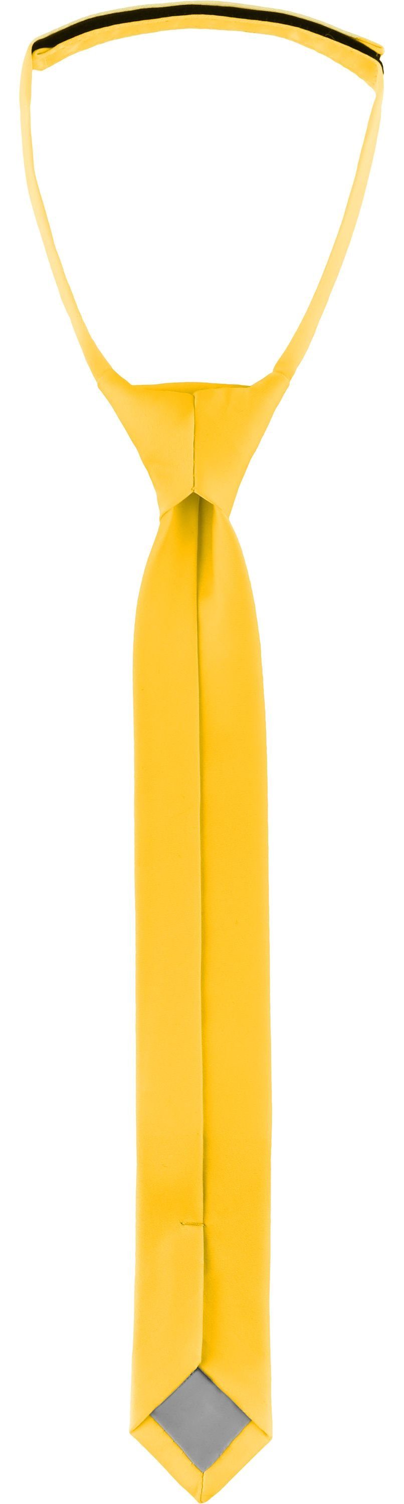1-St) gelb Kinder Jungen x (Set, 4cm) Dunkel KJ Ladeheid Krawatte Krawatte (31cm