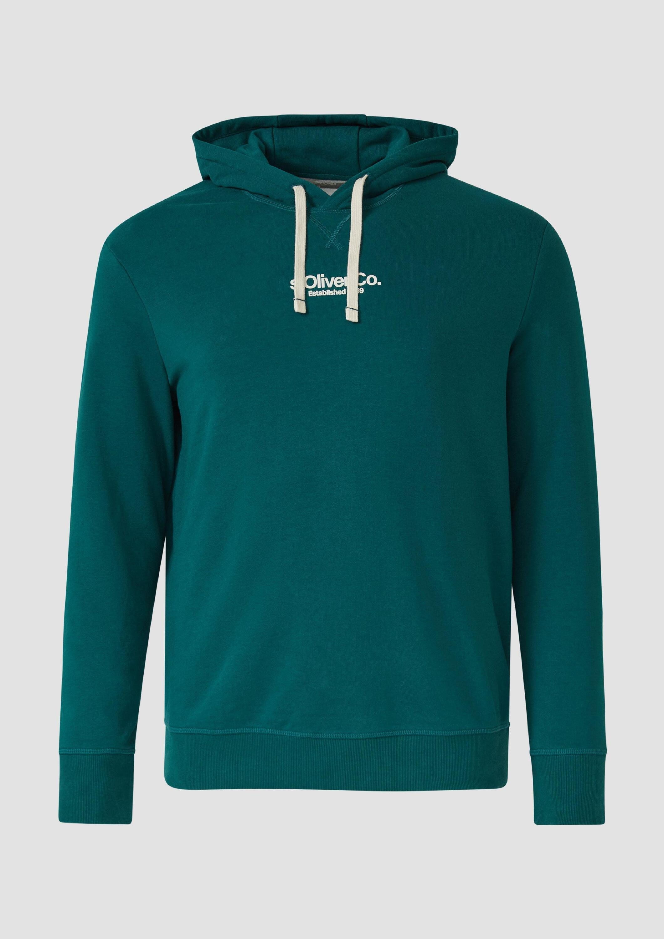 s.Oliver Sweatshirt Sweatshirt Kapuzenpullover aus Baumwollmix mit Logo-Print