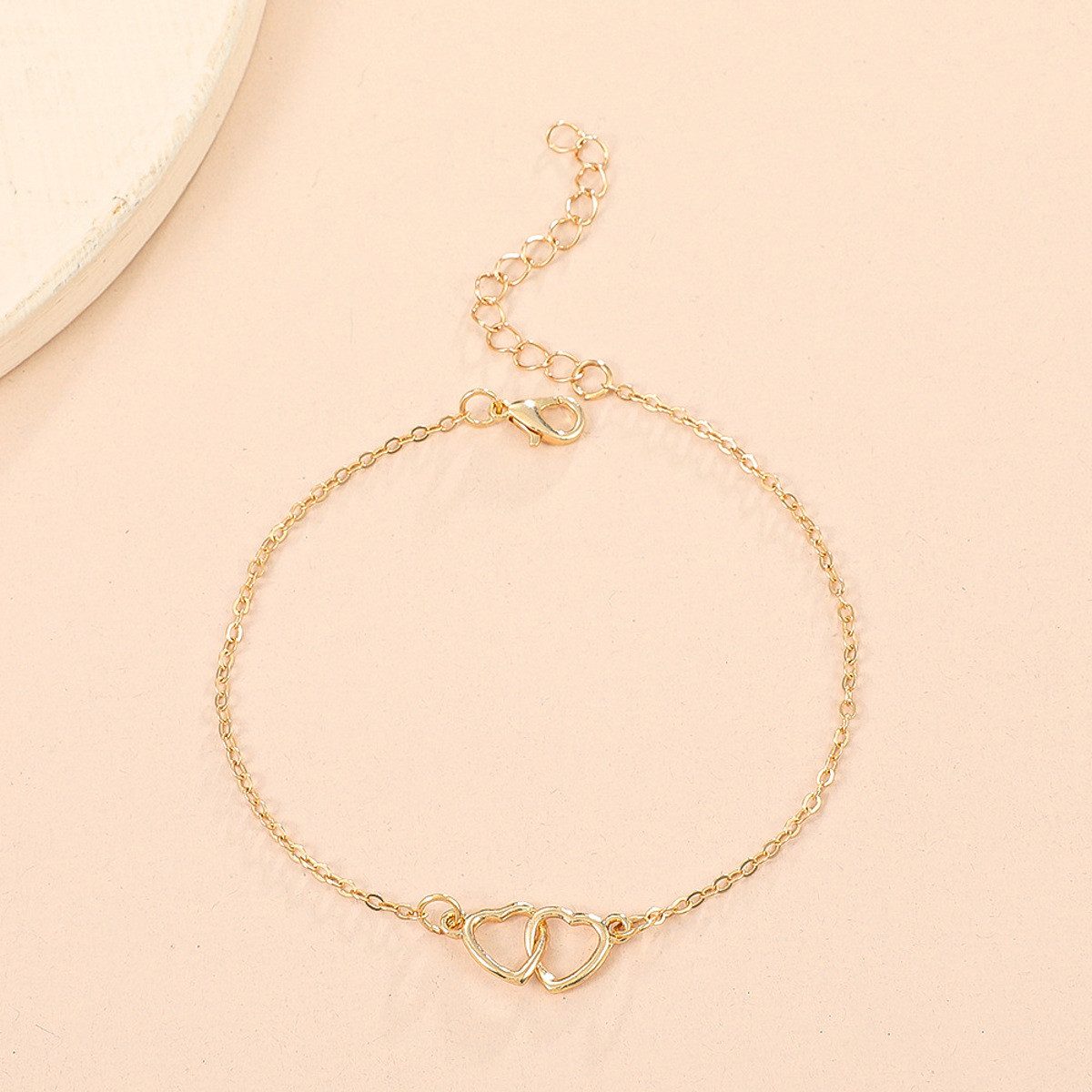 KARMA Fußkette mit Anhänger Fußkettchen Fußkette für Damen Gold Herz Anhänger (Sommer Strand Abendmode, Fusskette), Fuss-Schmuck mit Anhänger