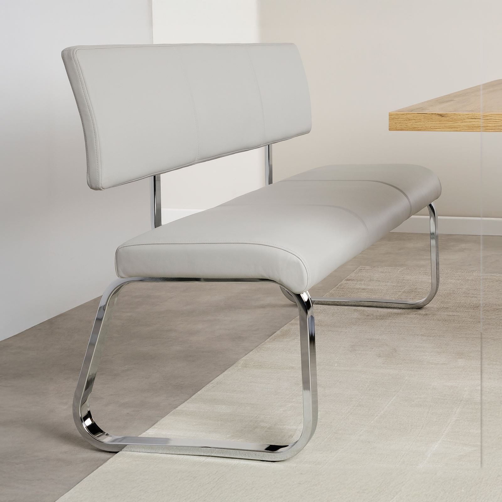 IDIMEX Essbank VILAS, Essbank mit Rückenlehne gepolstert für 3 Personen, Kunstleder hellgrau