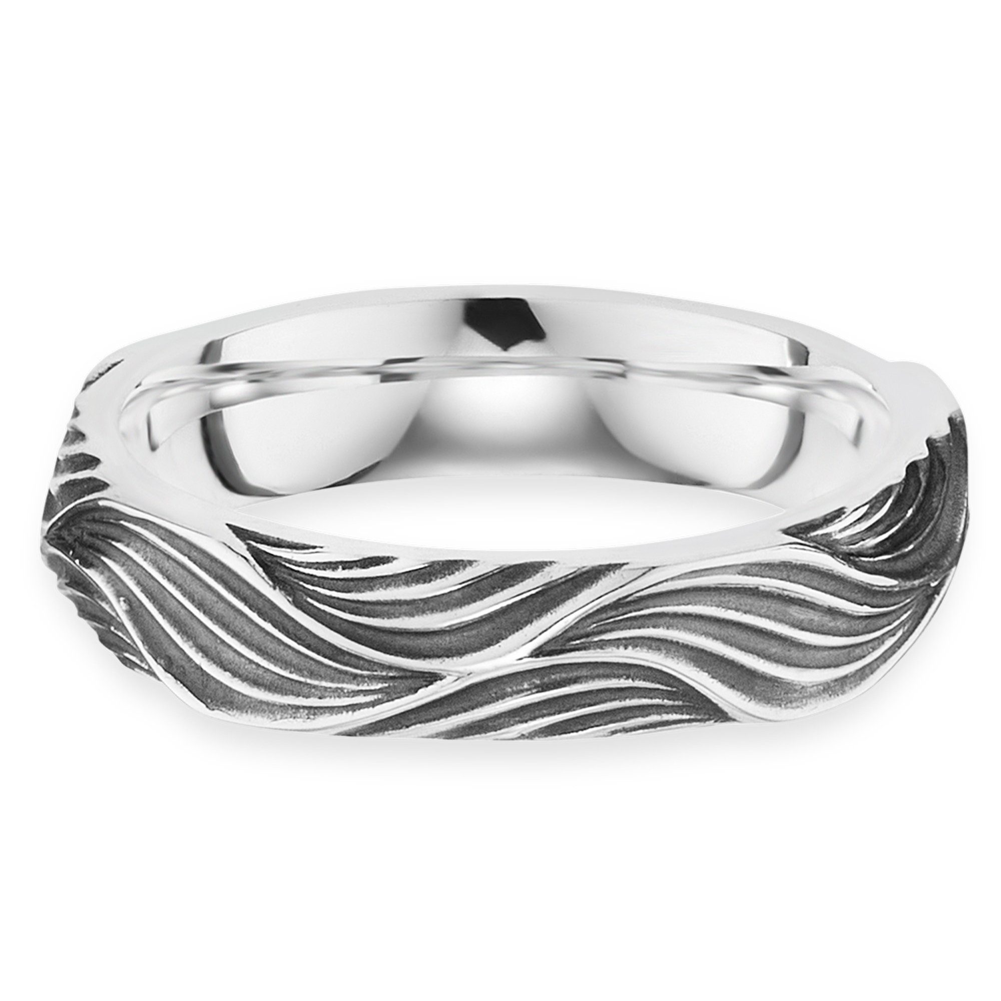CAÏ Fingerring 925/- Sterling Silber rhodiniert Wellen