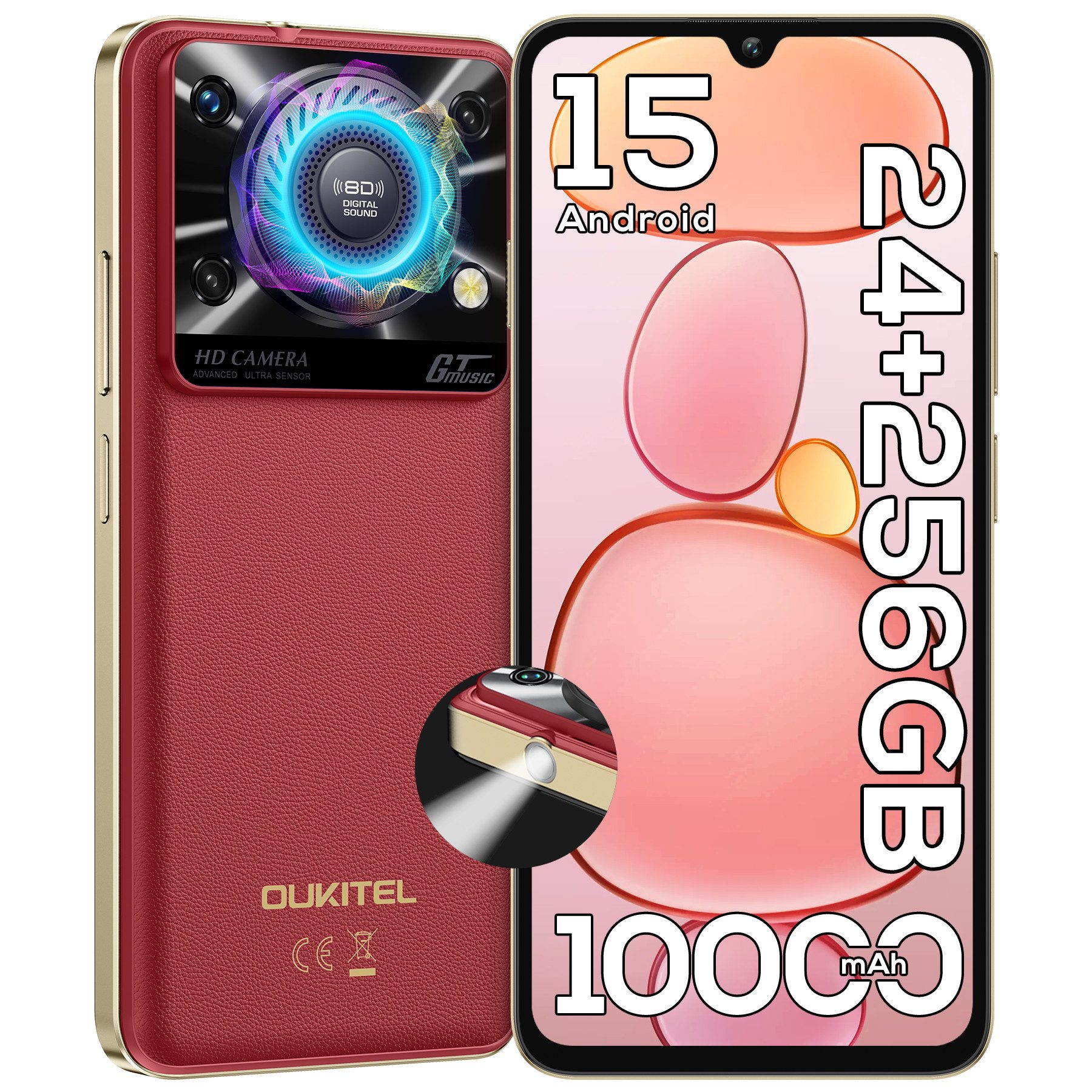 OUKITEL C60 Pro Handy Ohne Vertrag Android 15 Smartphone (17,47 cm
