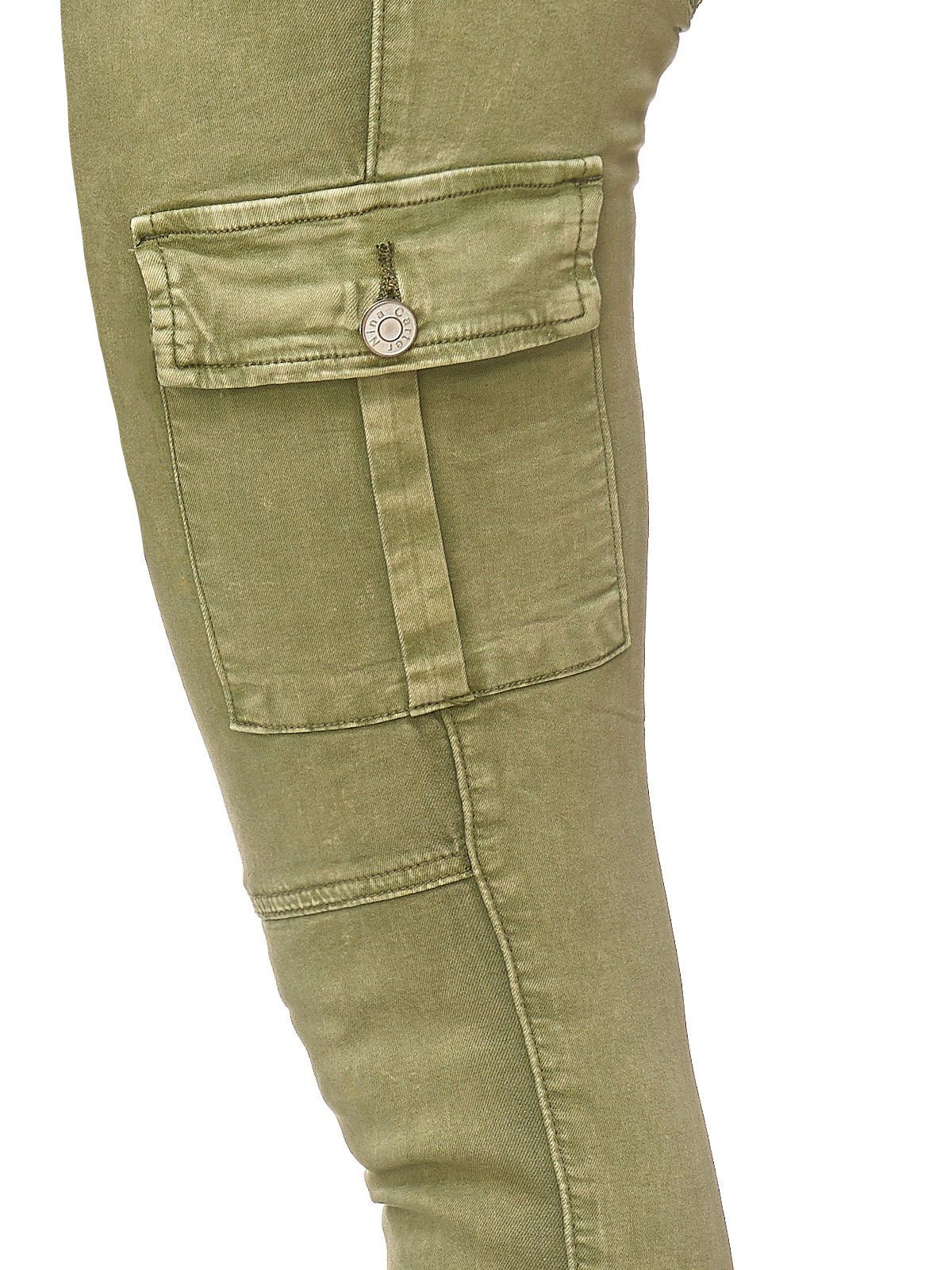 Nina Carter Stoffhose Denim Cargo Pants Stretch Jeans (1-tlg)