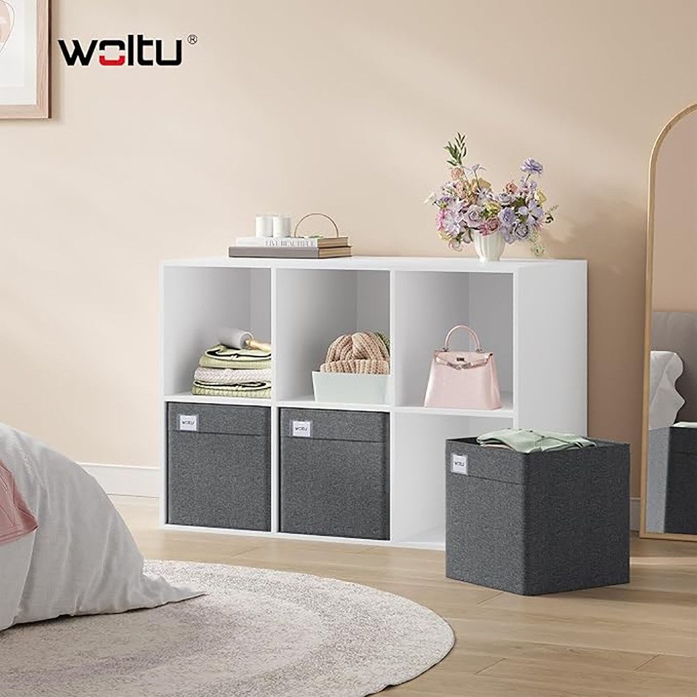 Woltu Aufbewahrungsbox (3 St), mit Griffen, Stoffbox Aufbewahrung, Regal Einsatz, Dunkelgrau