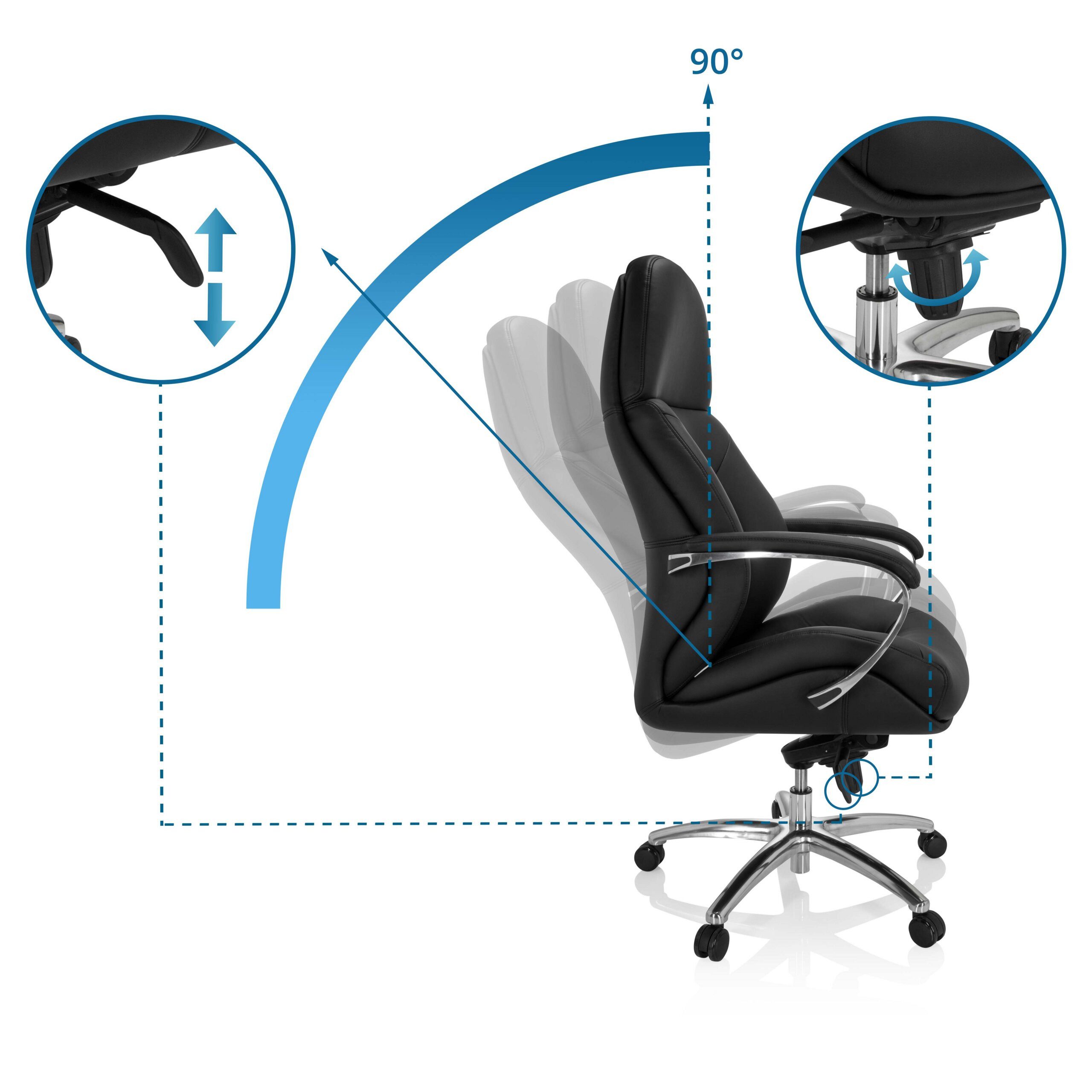 hjh OFFICE Drehstuhl XXL Drehstuhl Brenton Xxl Kunstleder mit Armlehnen (1 St), XXL Chefsessel Bürostuhl ergonomisch