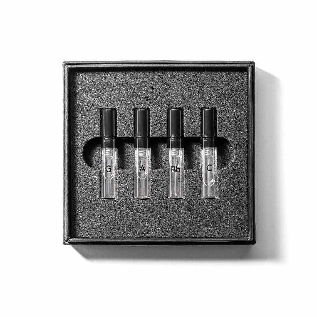 GAMMON Eau de Parfum GAMMON 9489 Black Notes Parfum Explorer-Set (4x2 ml) 20% Parfum-Öl, 1-tlg., Je nach Ausführung ein unterschiedliches Duftensemble