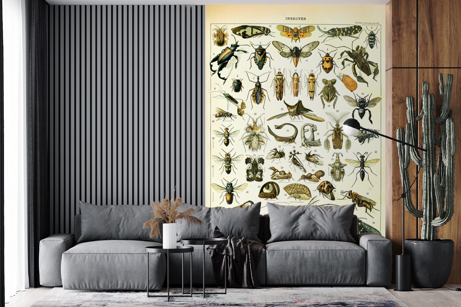 Fototapete - Wandtapete Montagefertig Vinyl Tiere (3 Tapete Jahrgang, Wohnzimmer, für Insekten St), bedruckt, Matt, MuchoWow -