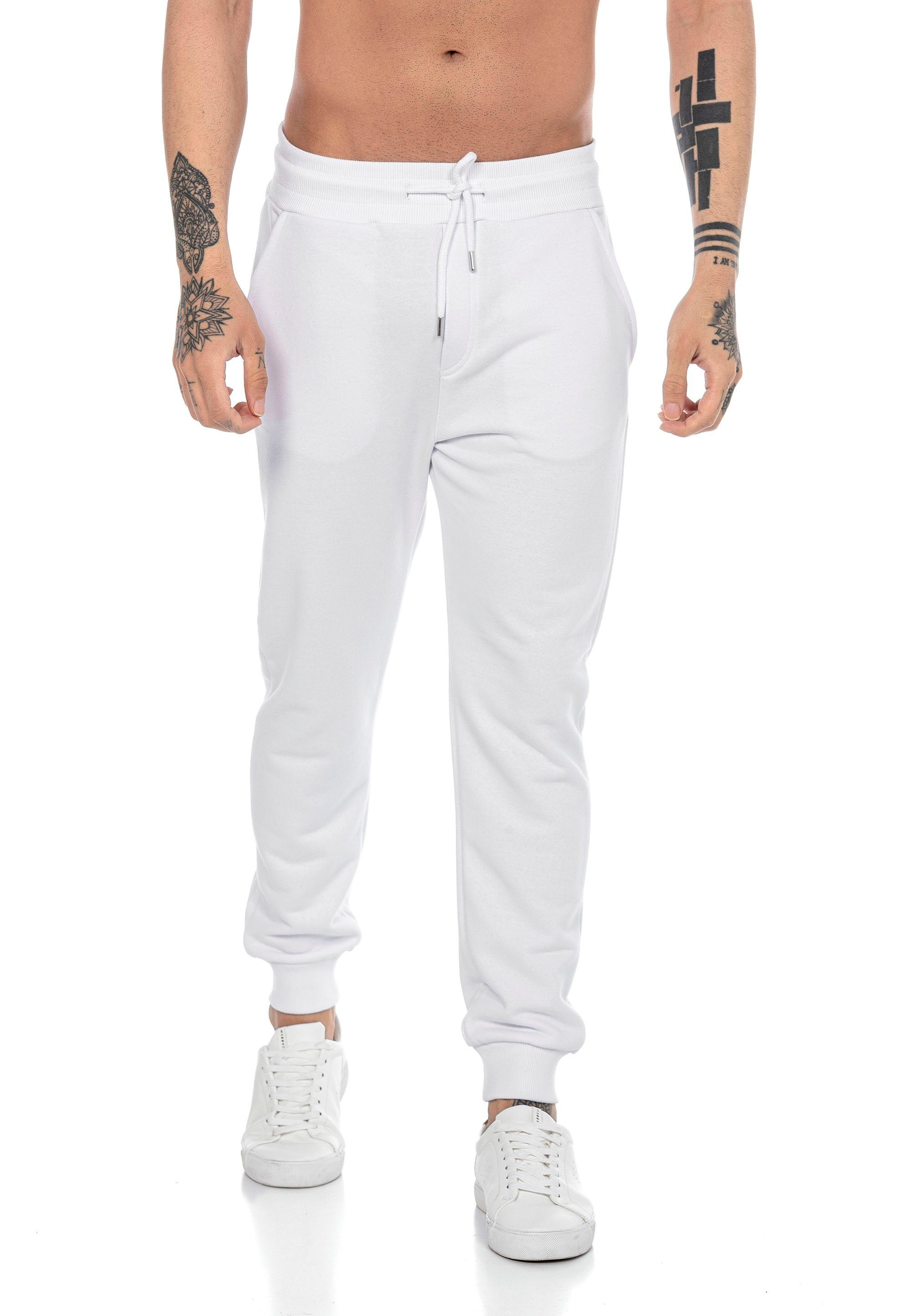 Weiß Quality Jogginghose High mit Brandlogo Bund RedBridge elastischer Jogger