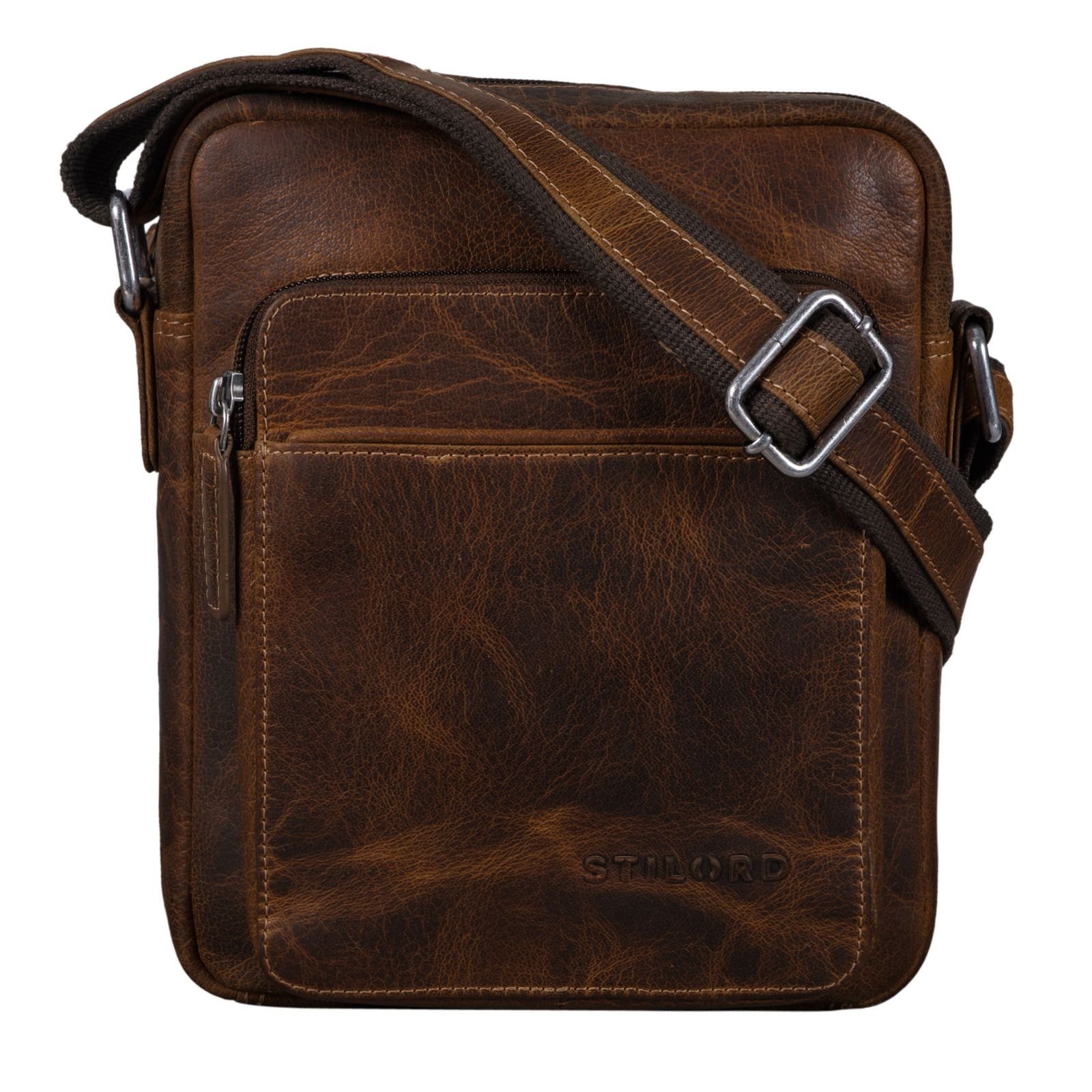 STILORD Schultertasche "Vittorio" Moderne Vintage Herrentasche zum Umhängen klein Echtleder