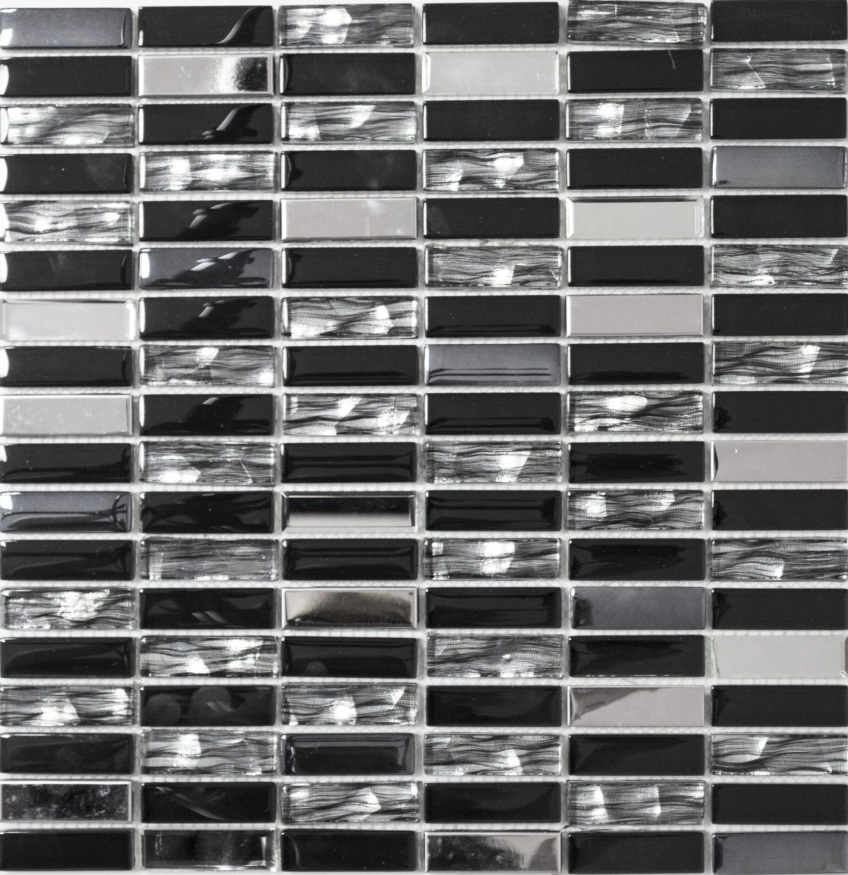glänzend Mosaikfliesen / schwarz 10 Glasmosaik Edelstahl Matten Mosani Mosaikfliesen