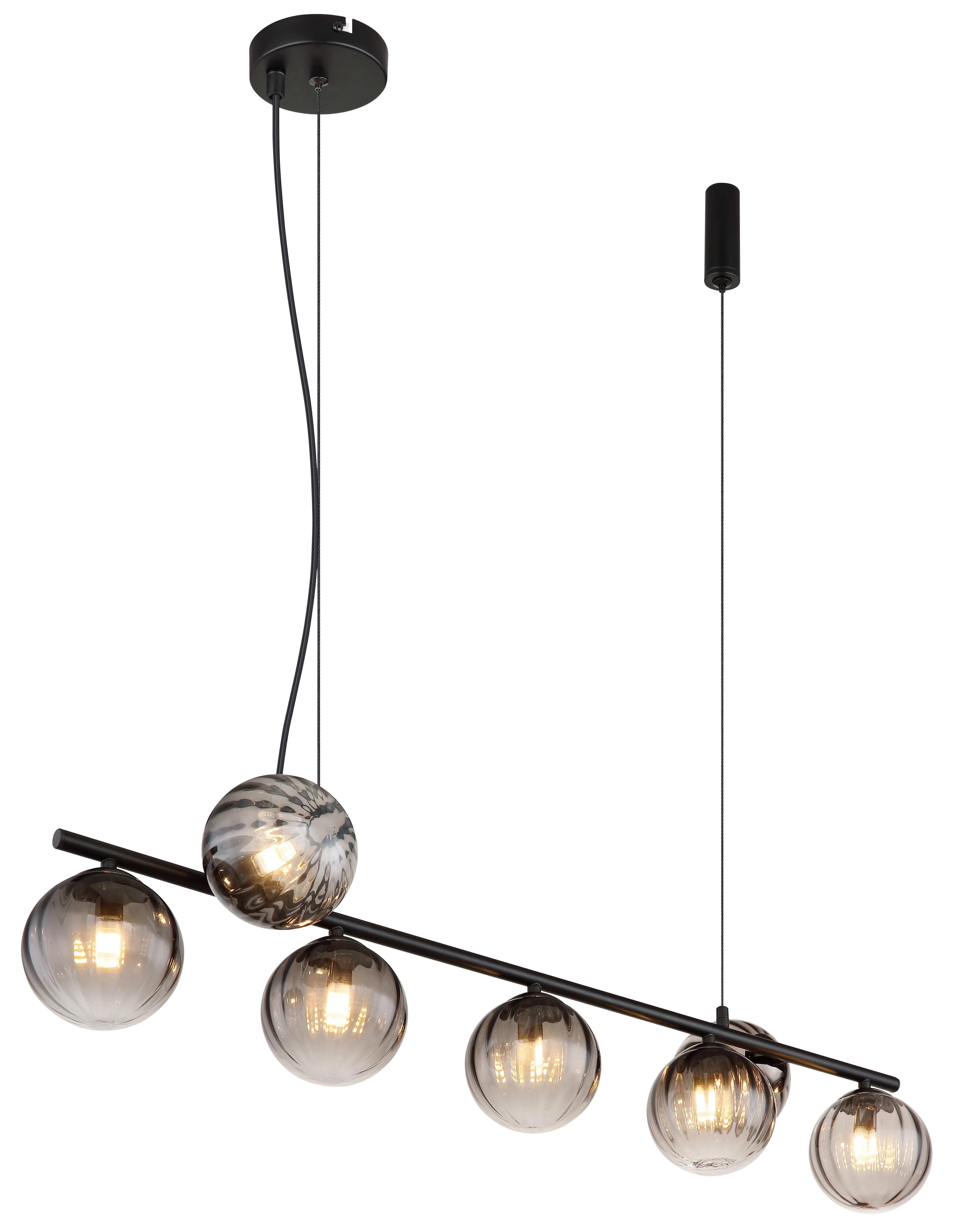 GLOBO LIGHTING Hängeleuchte DALLERTA, ohne Leuchtmittel, Hängelampe/Pendelleuchte/Glas rauchfarben/Höhe kürzbar/Esstisch