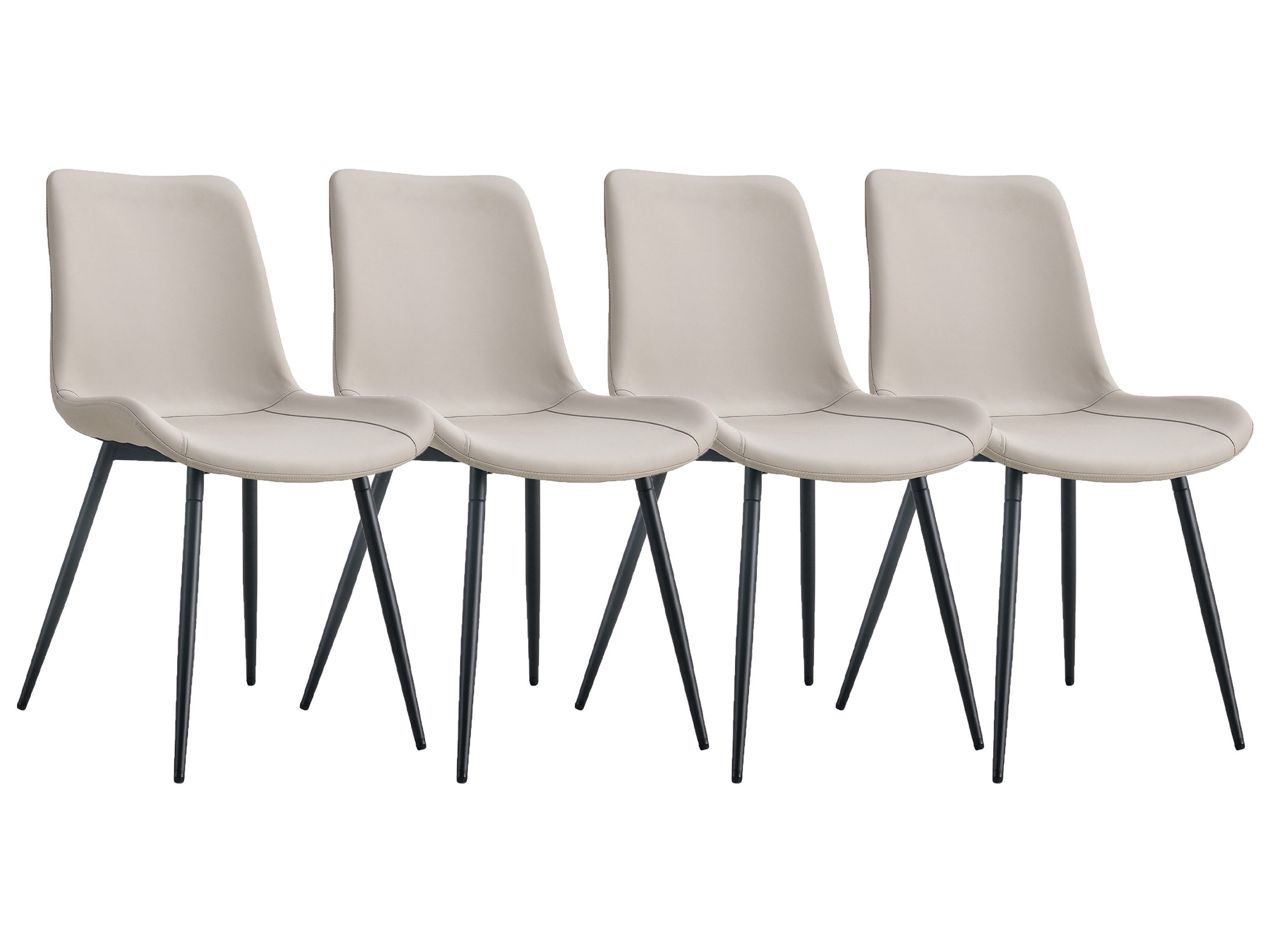 SeedWave Esszimmerstuhl 4er Set Küchenstuhl aus PU-Leder, mit Geschwungenem Sitz, Metallfüßen, Polsterstühle inkl. Rutschfeste Füße, Schwammfüllung
