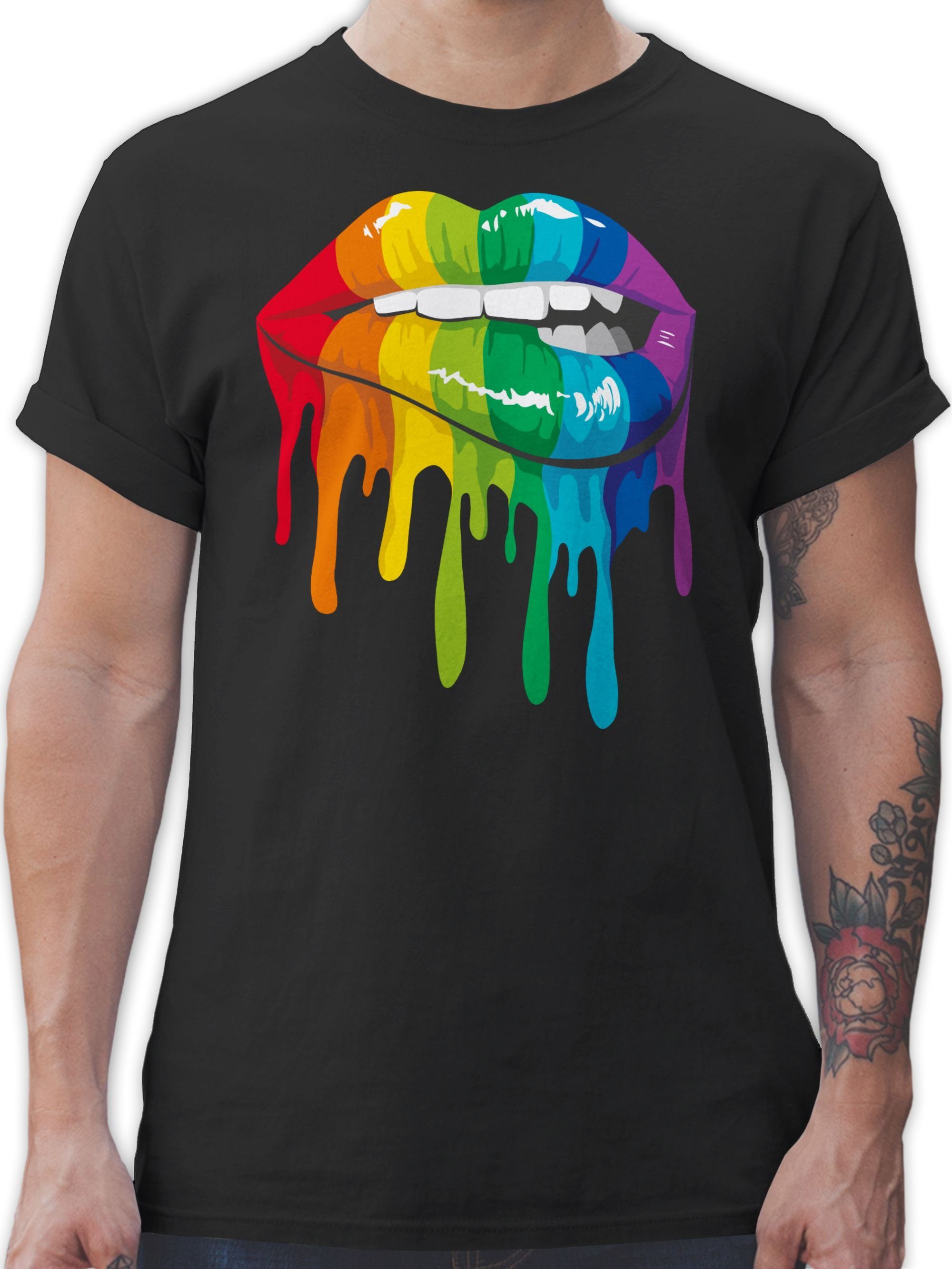 Lippen Kleidung 1 T-Shirt LGBT & LGBTQ Shirtracer Schwarz LGBT