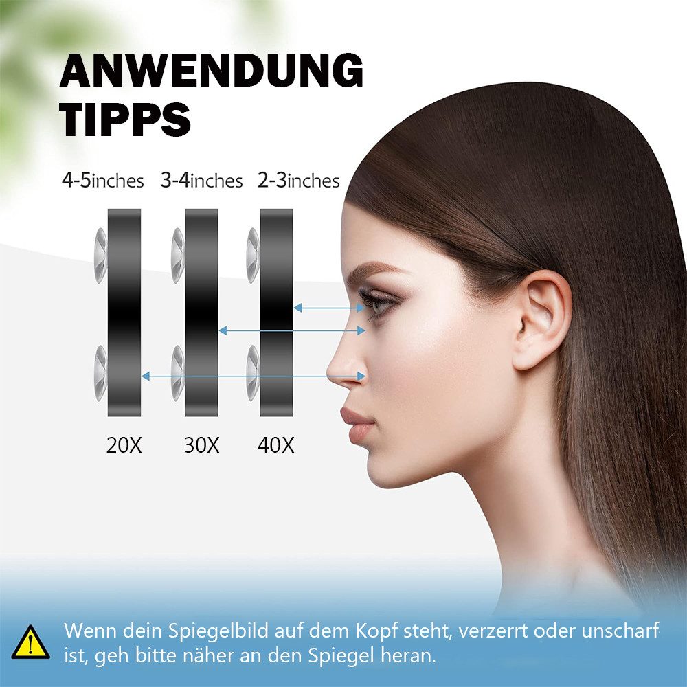 AFKSMILE Vergrößerungsspiegel 30/40 fach Vergrößerungsspiegel, Kleiner Kosmetikspiegel mit Pinzette, Vergrößerungsspiegel Set für Reise, Bad, Zuhause, Geschenk für Frauen
