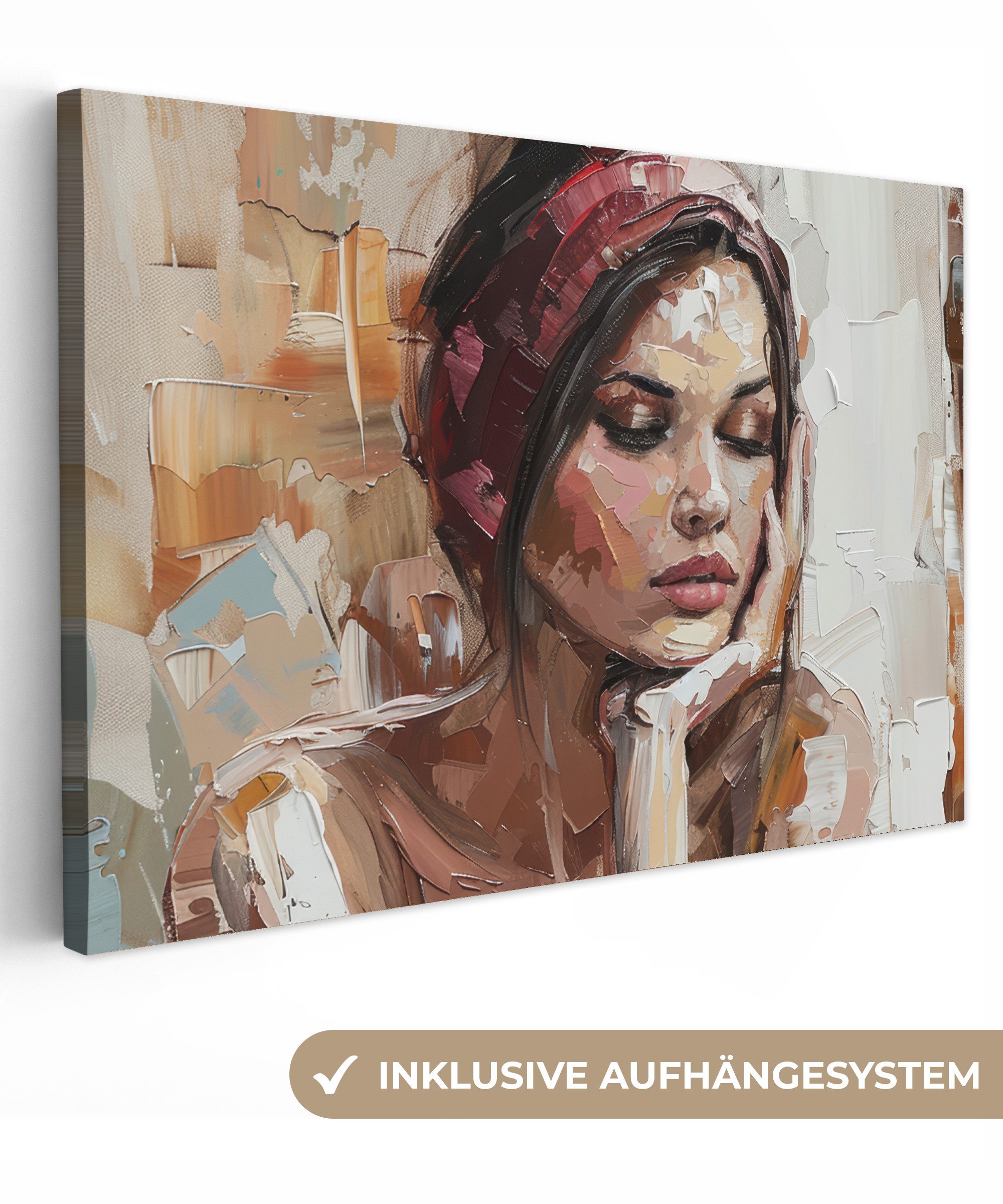OneMillionCanvasses® Leinwandbild Frau - Lackierung - Porträt - Modern, Fot günstig online kaufen