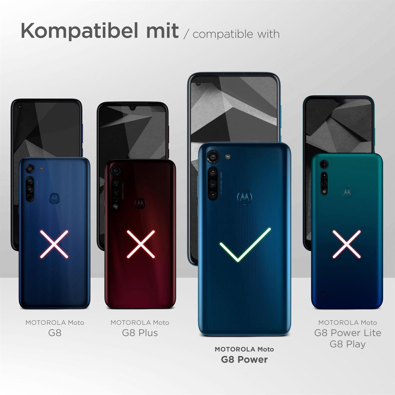 ONEFLOW Handyhülle für Motorola Moto G8 Power Premium Hülle Business Cover Rot 6,4 Zoll, 360 Grad Schutzhülle Flip Case Etui Klapphülle Dünn Leder Handy Tasche
