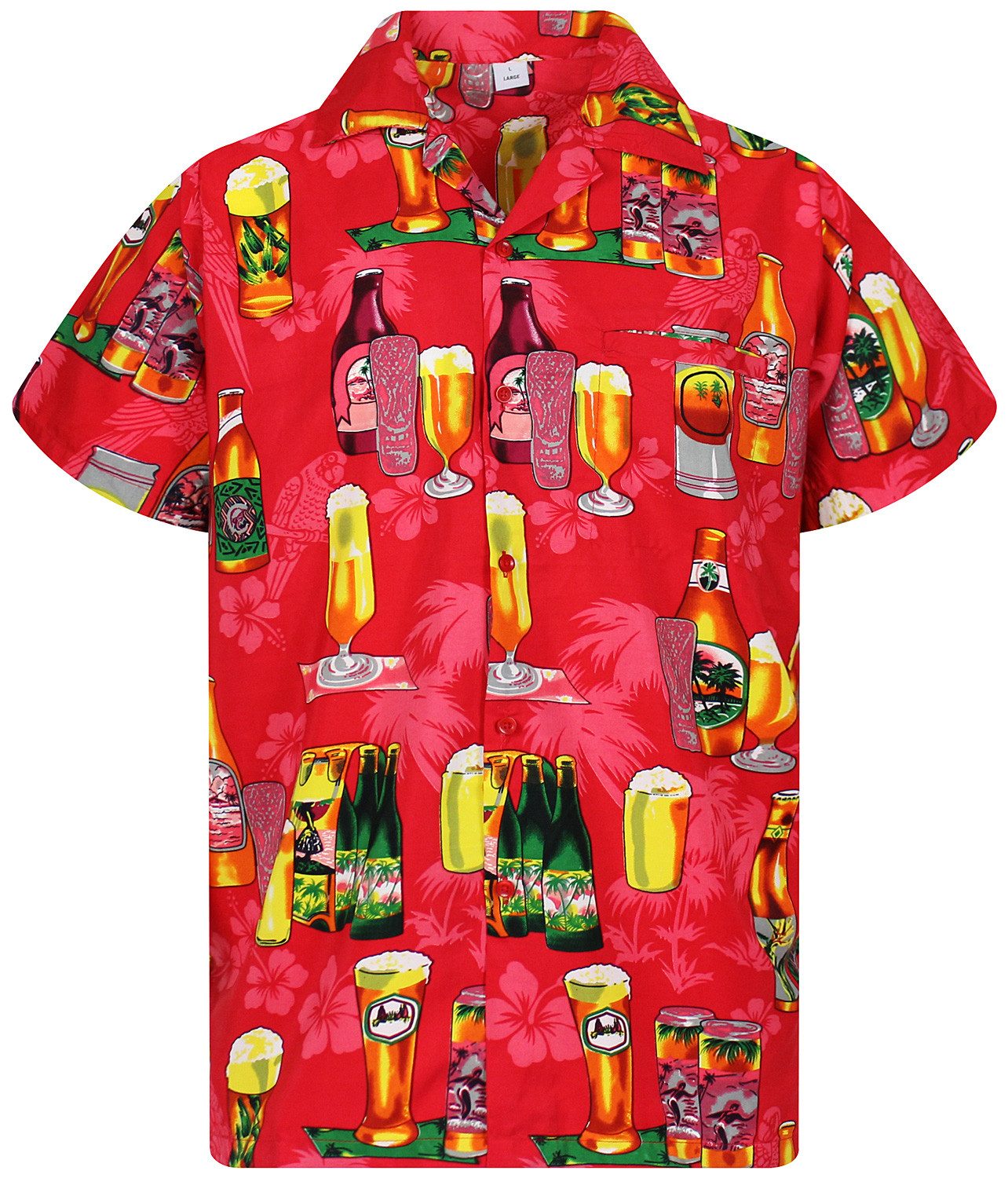 King Kameha Hawaiihemd Beerbottle Funky Hawaii-Hemd Herren Kurzarm Front-Ta günstig online kaufen