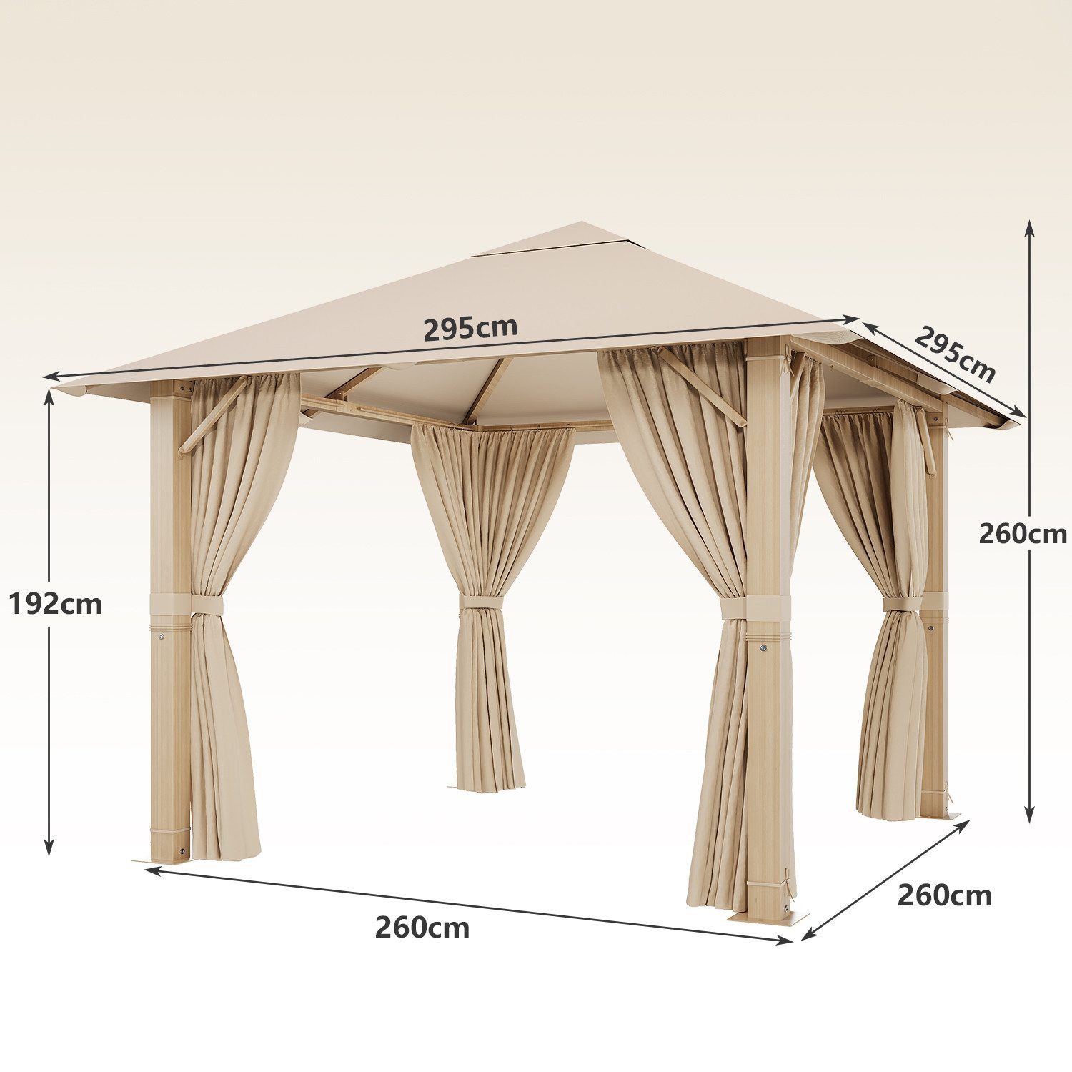 HOMALL Pavillon Winterfest und Wasserdicht 3x3/3x4m Patio für 6-10 Personen, mit 4 Seitenteilen, (160 g + Gegengewicht PU-beschichtetes Polyestergewebe Dicker fester Rahmen), Pavillon mit 90-mm-Aluminium, Dreiecksverstärkung und Doppelträgerdach
